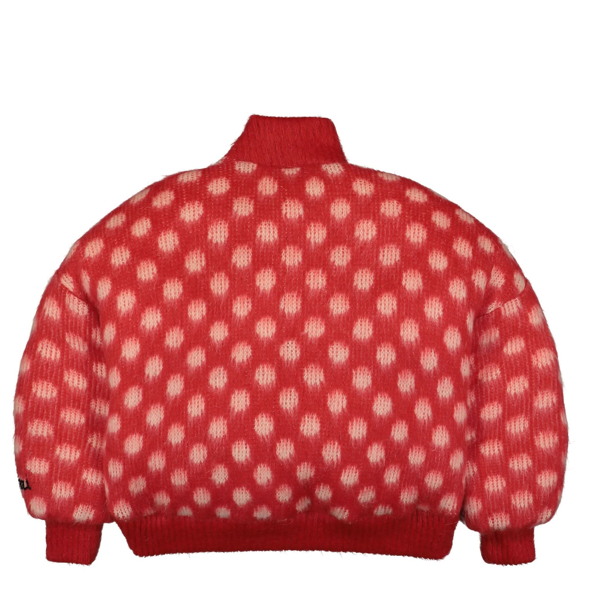 Marni Brushed Dots Fuzzy Wuzzy Padded Jacket Red Detail view 2 | Gate