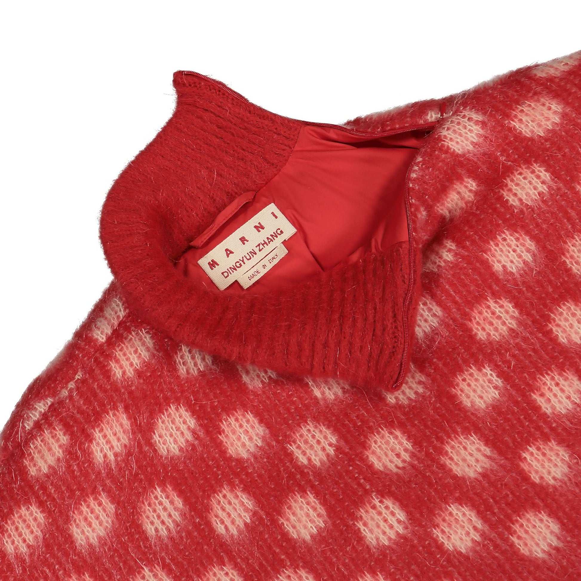 Marni Brushed Dots Fuzzy Wuzzy Padded Jacket Red Detail view 4 | Gate