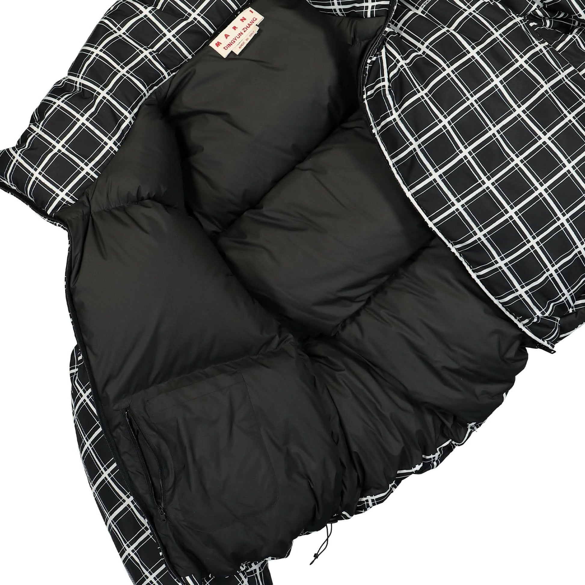 Marni Big Check Nylon Padded Jacket Black  Detail view 5 | Gate