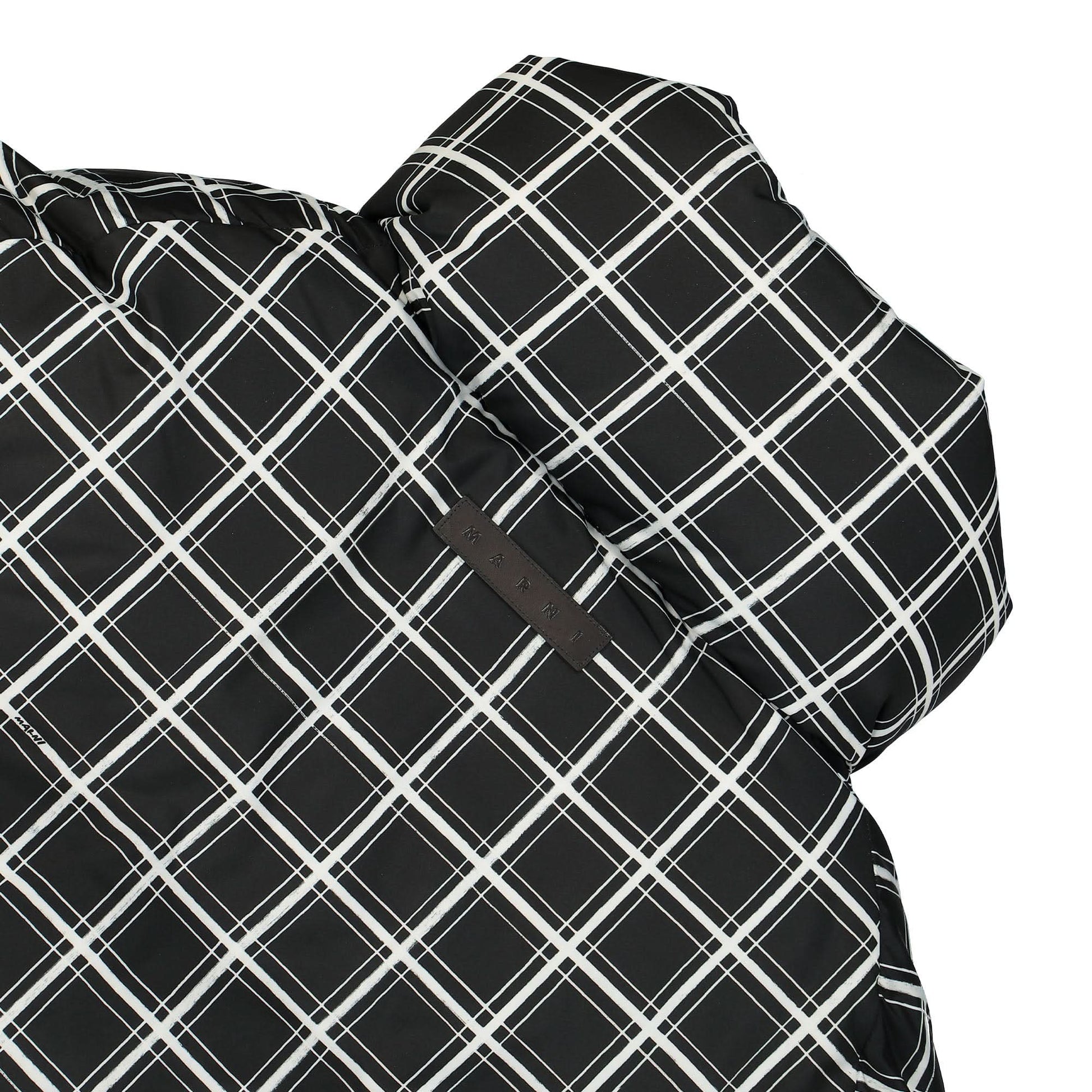 Marni Big Check Nylon Padded Jacket Black  Detail view 6 | Gate