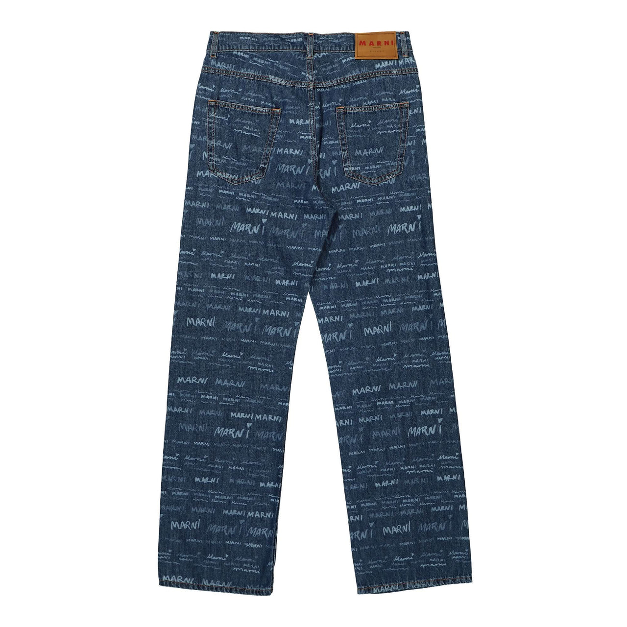 Marni Megamarni Cotton Denim Trousers Blue Detail view 1 | Gate