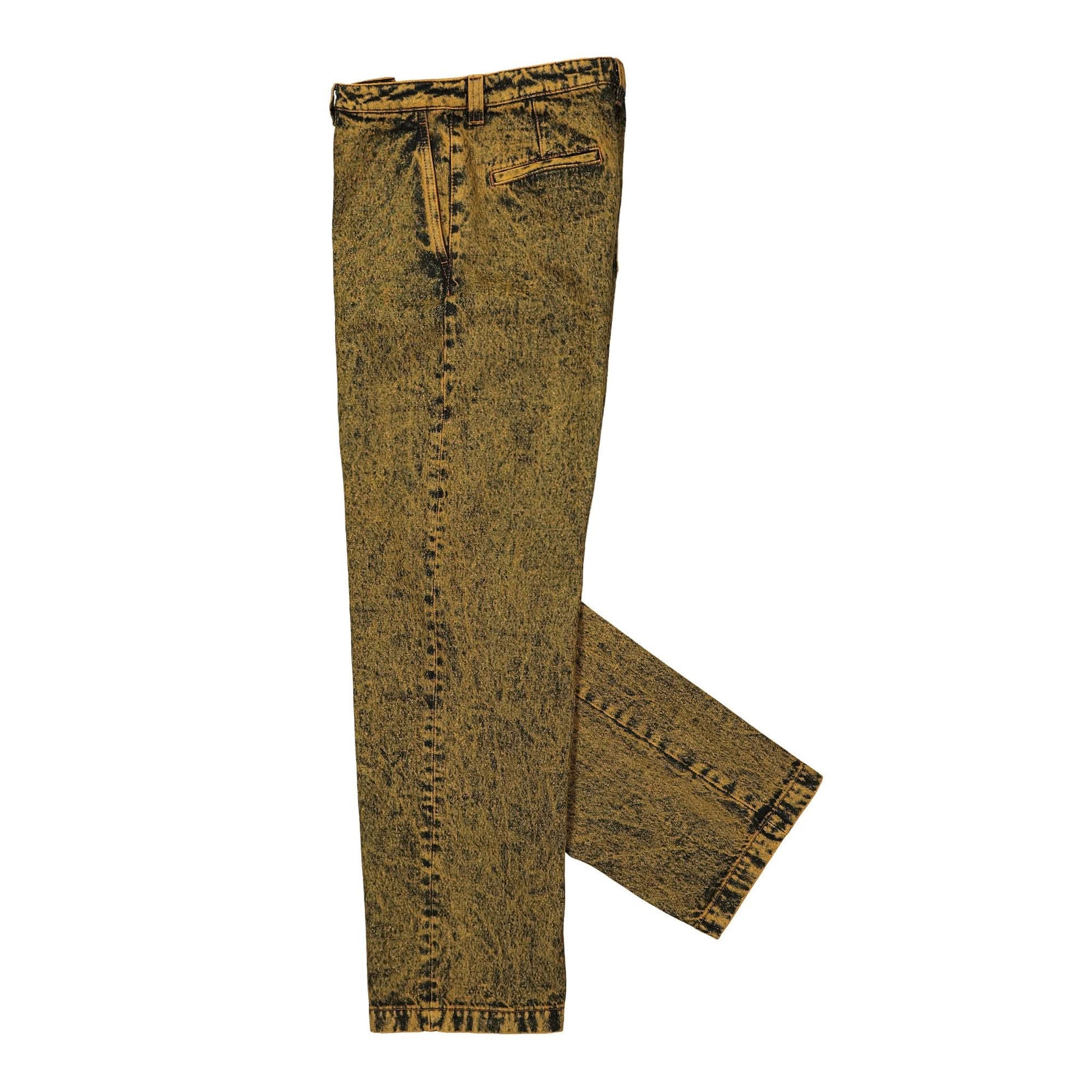 Marni Marble Dyed Cotton Denim Trousers Yellow Detail view 3 | Gate