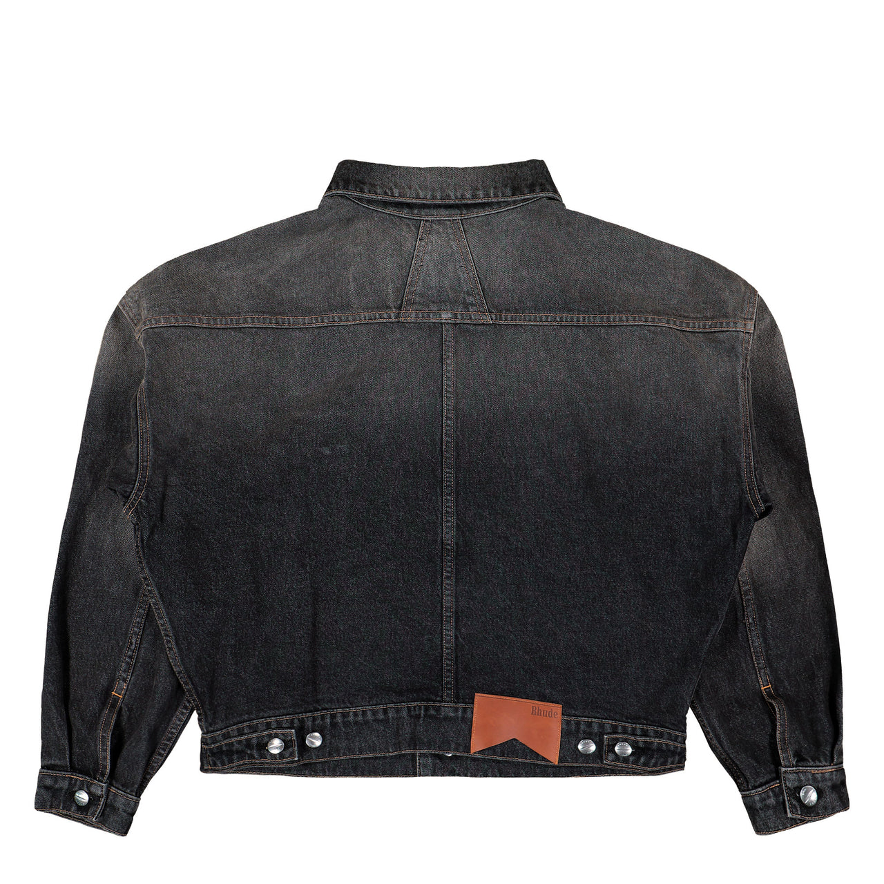 Rhude Tire Denim Trucker Jacket Agoura Black Jackets RHFW25JA04012 Detail View 1 | GATE