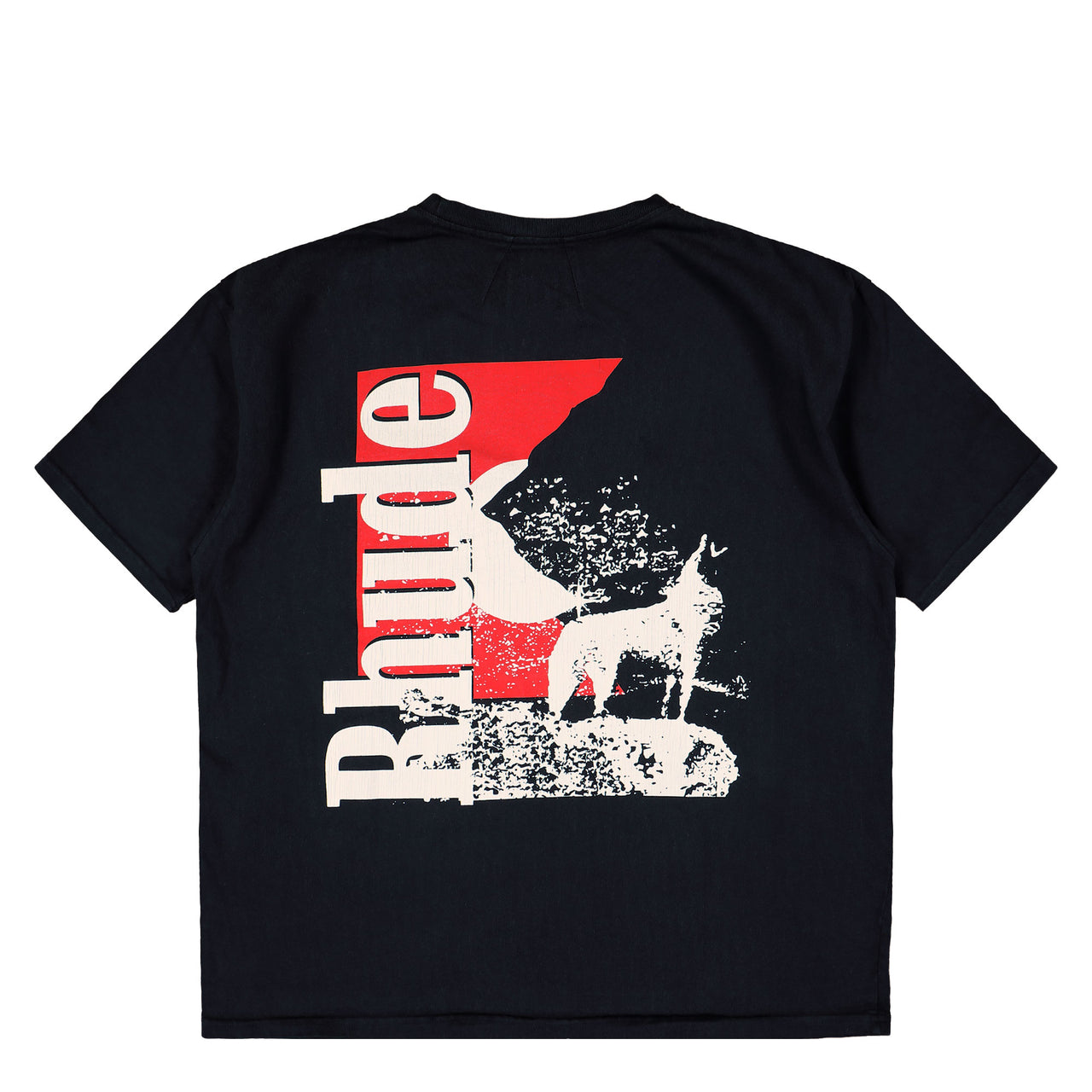 Rhude Moonlight Wolf Pocket Tee Vintage Black / White / Red T-Shirts RHFW25TT03012 Detail View 1 | GATE