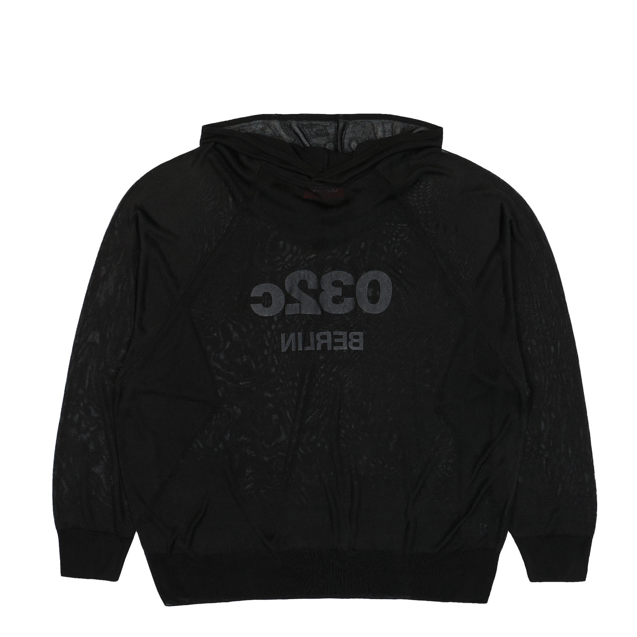 032c Selfie Translucent Hooded Knit Black Detail view 1 | Gate