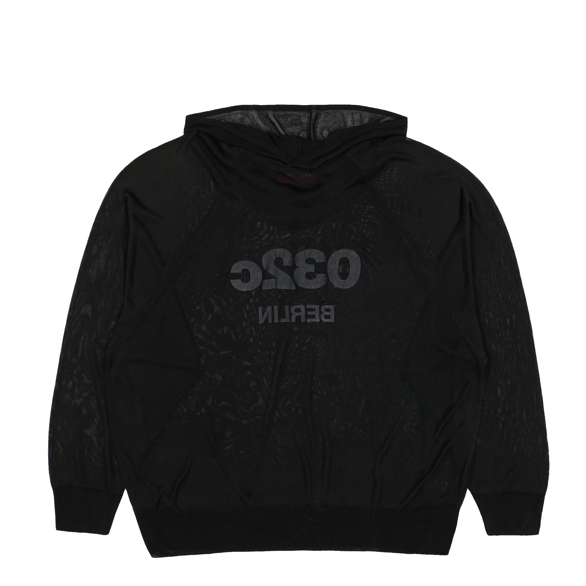 032c Selfie Translucent Hooded Knit Black Detail view 1 | Gate
