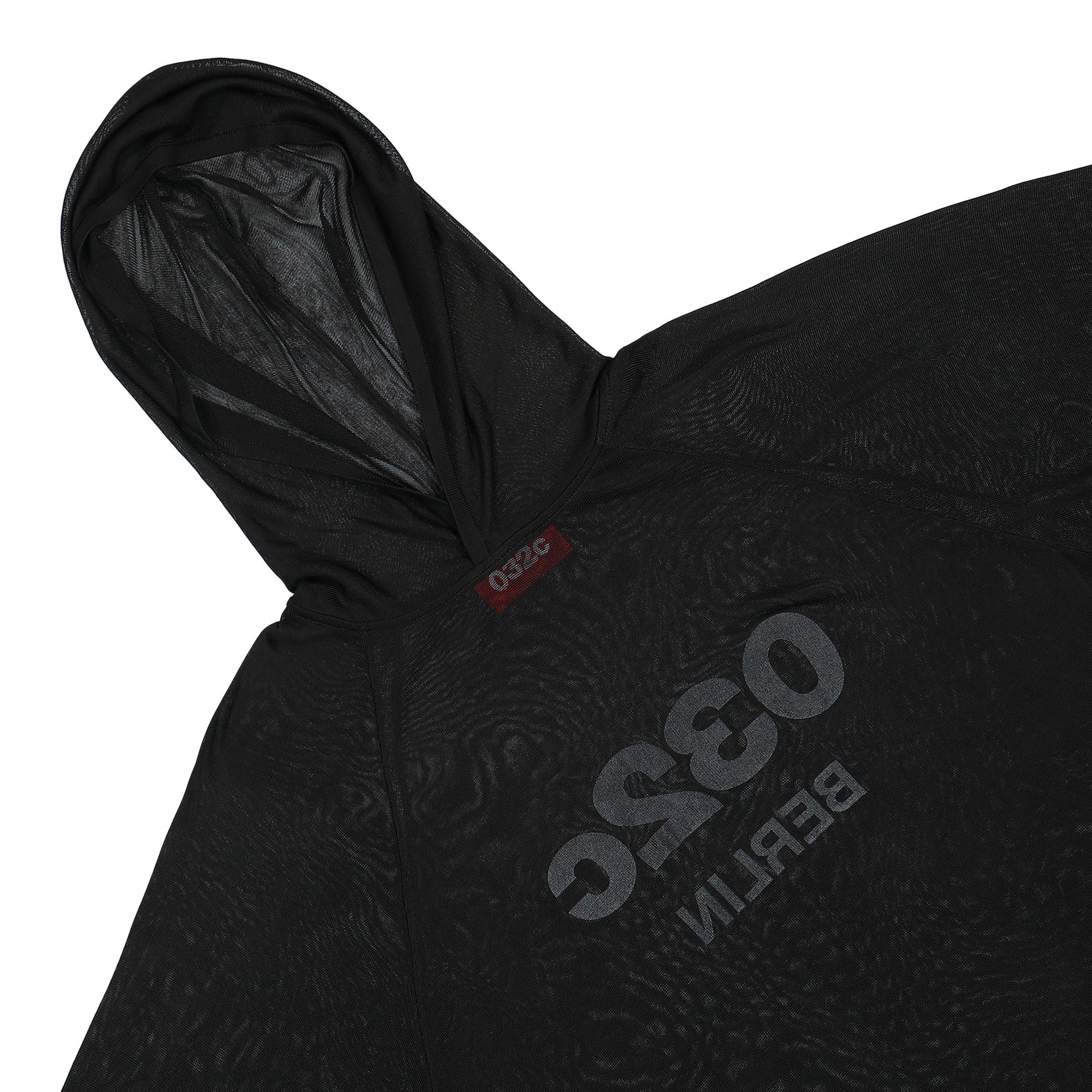 032c Selfie Translucent Hooded Knit Black Detail view 3 | Gate