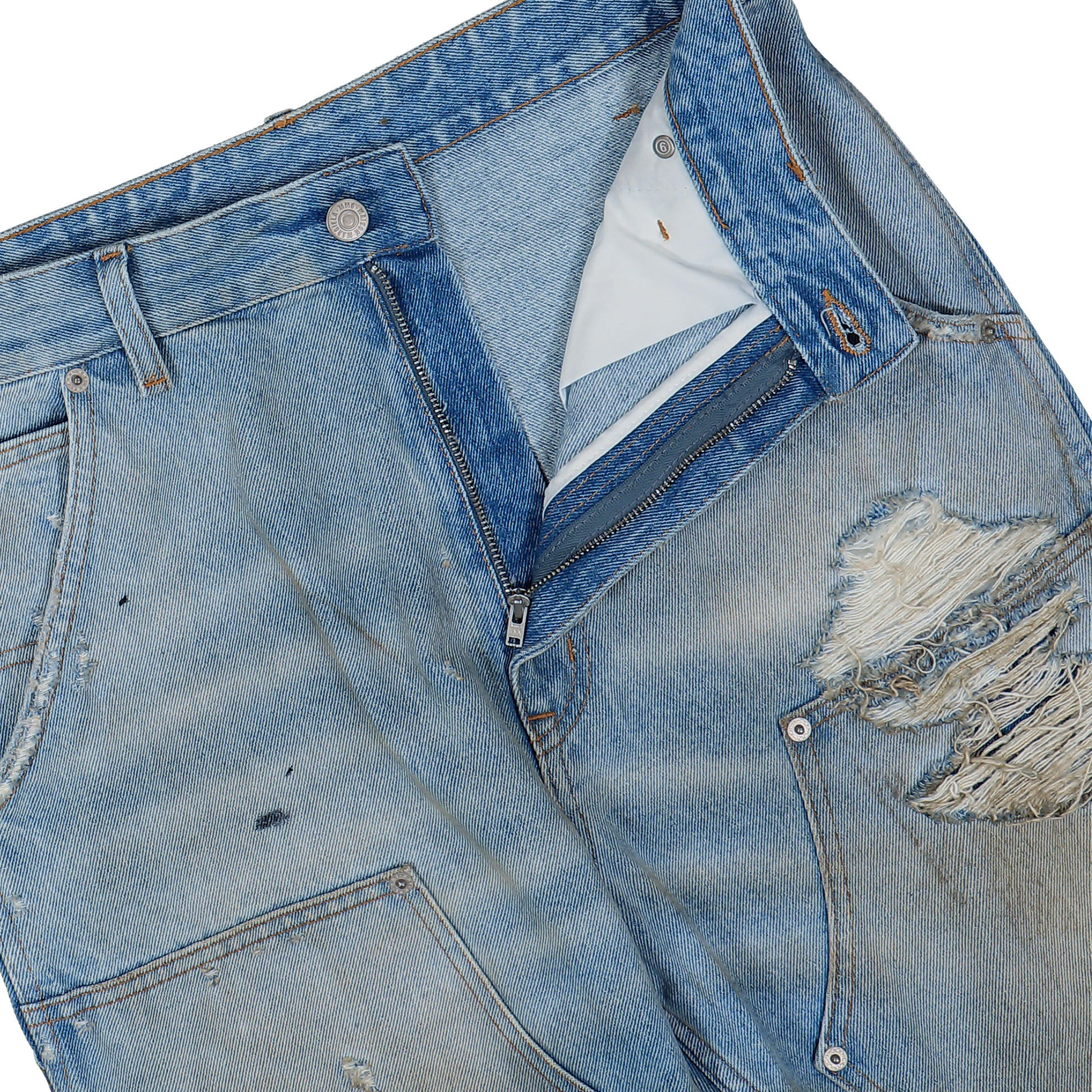 MM6 Maison Margiela Pants 5 Pockets Blue Detail view 5 | Gate