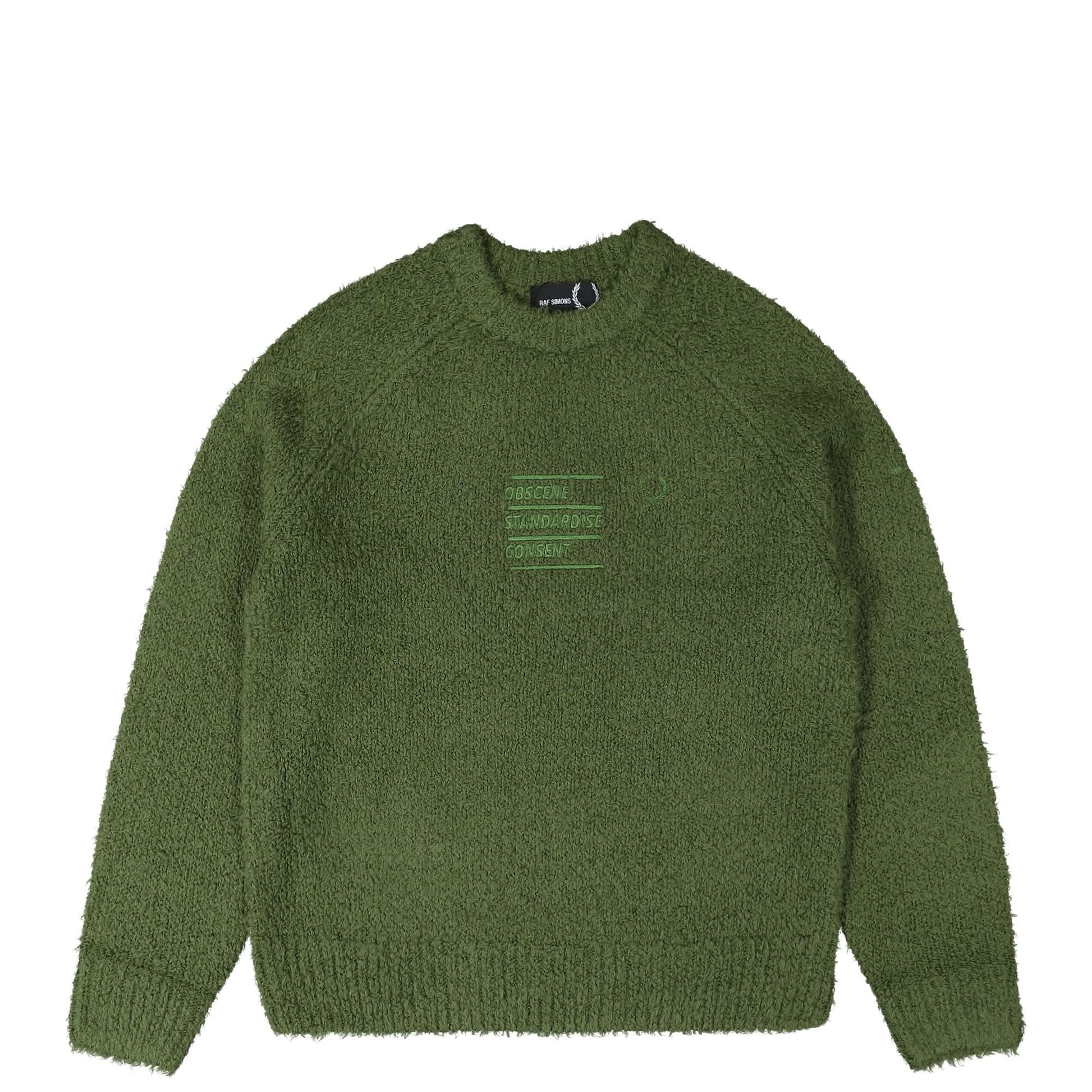 Fred Perry Fluffy Knit Jumper Green Detail view 1 | Gate