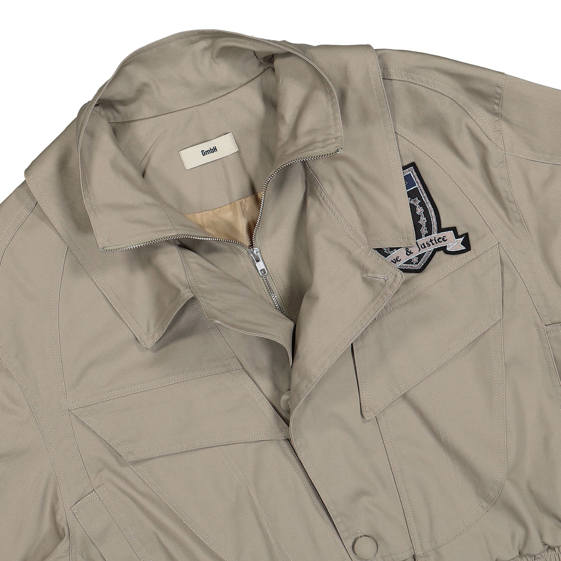 GmbH Double Collar Harrington Jacket W Embroidery Beige Detail view 4 | Gate