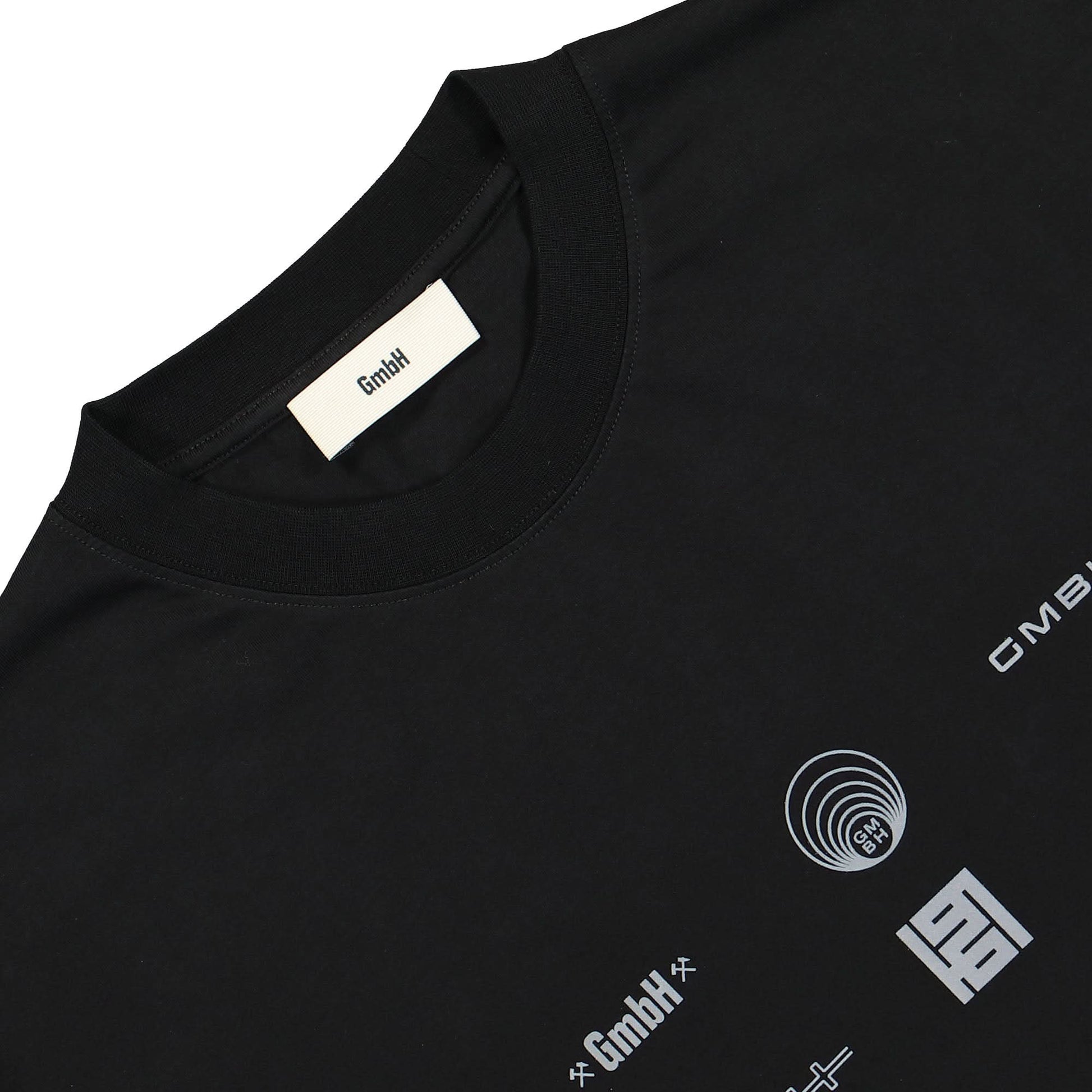 GmbH T1 Corp T-Shirt With GmbH Multiple Logo Print Black Detail view 3 | Gate