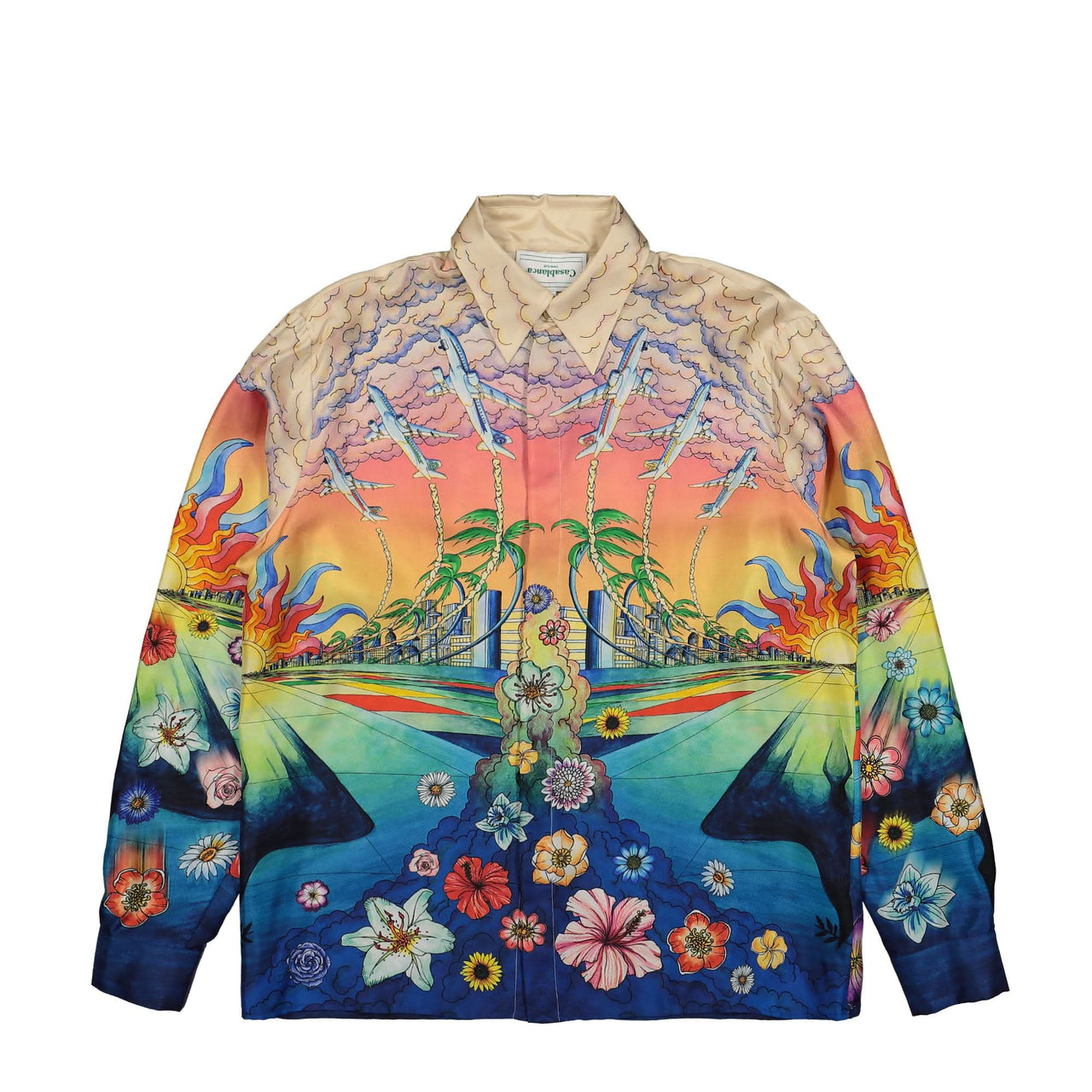 Casablanca Long Sleeve Silk Shirt Multicolor Detail view 1 | Gate