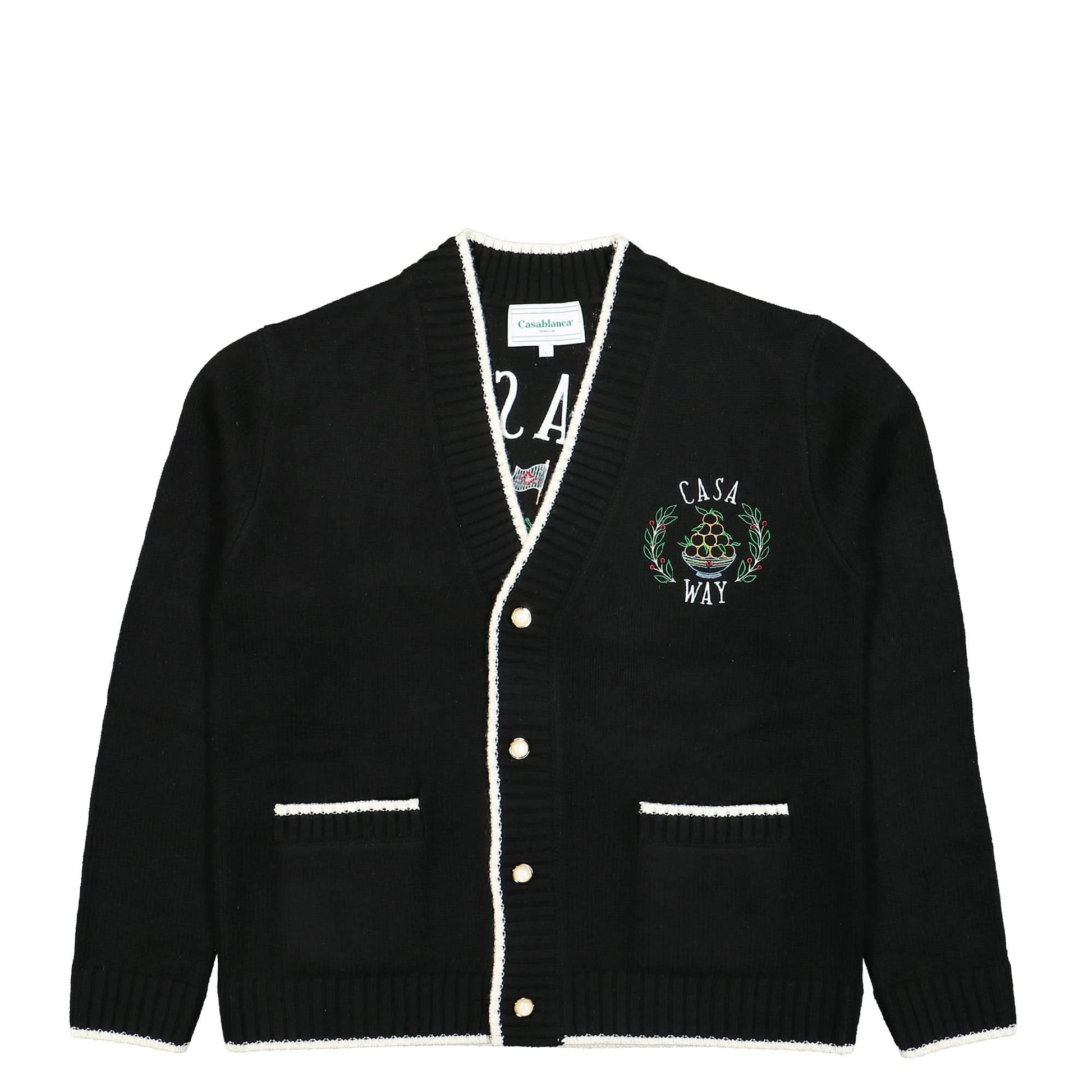 Casablanca Embroidered Casa Way Cardigan Black Detail view 1 | Gate