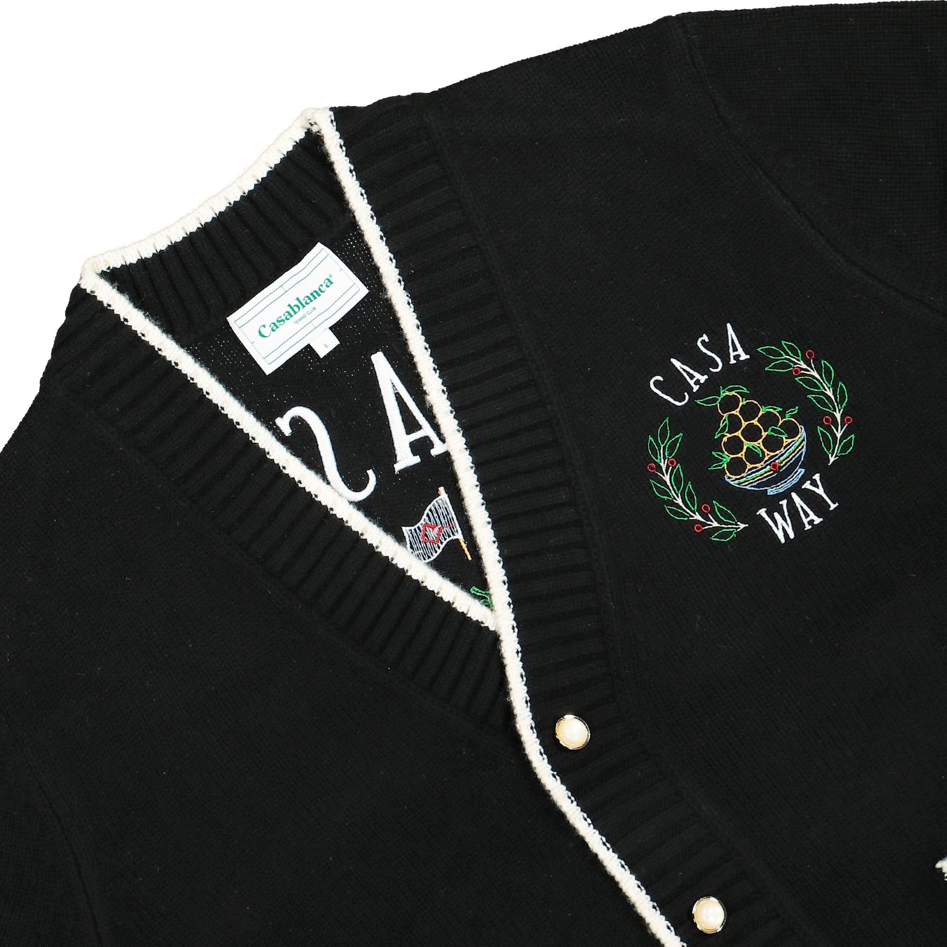 Casablanca Embroidered Casa Way Cardigan Black Detail view 3 | Gate