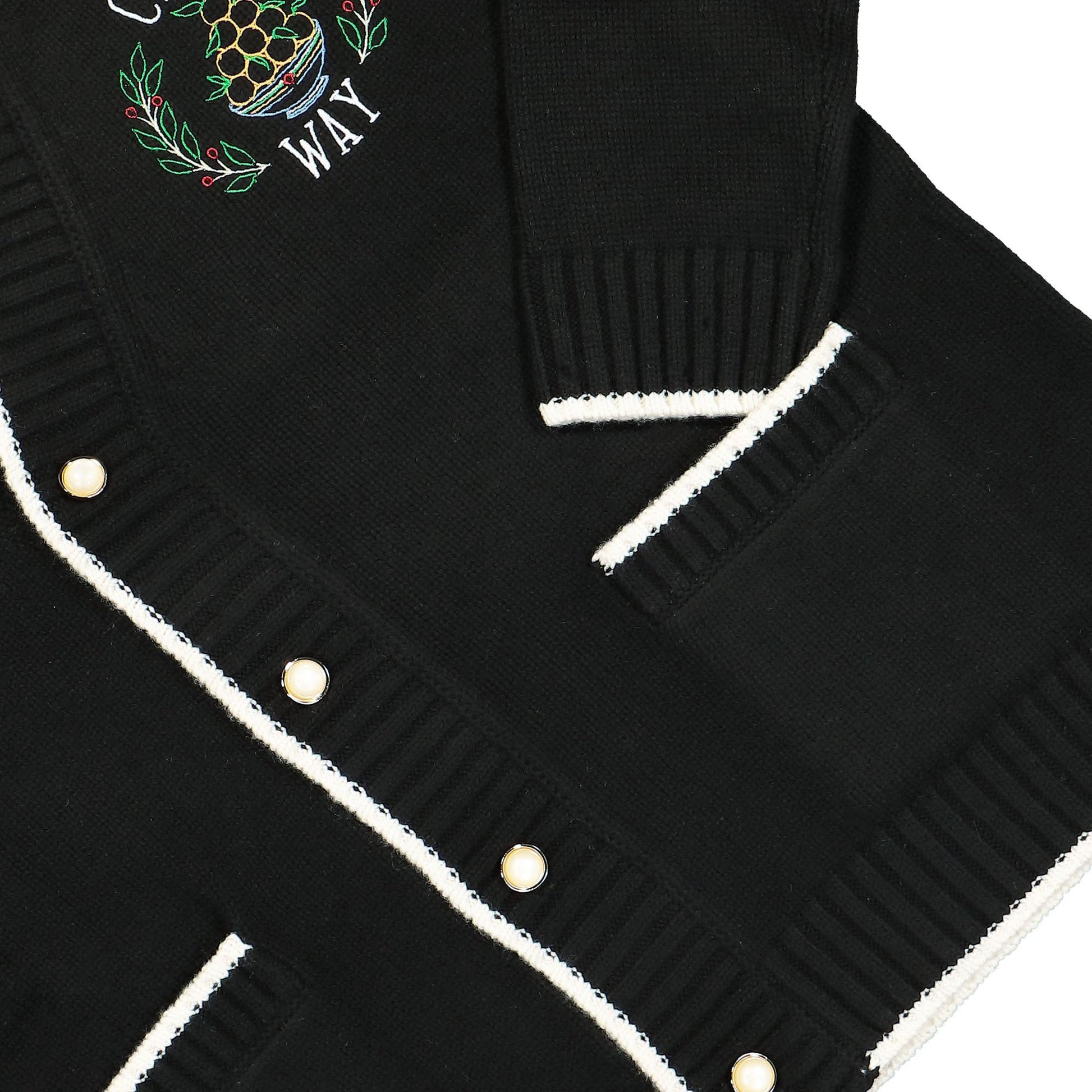 Casablanca Embroidered Casa Way Cardigan Black Detail view 4 | Gate