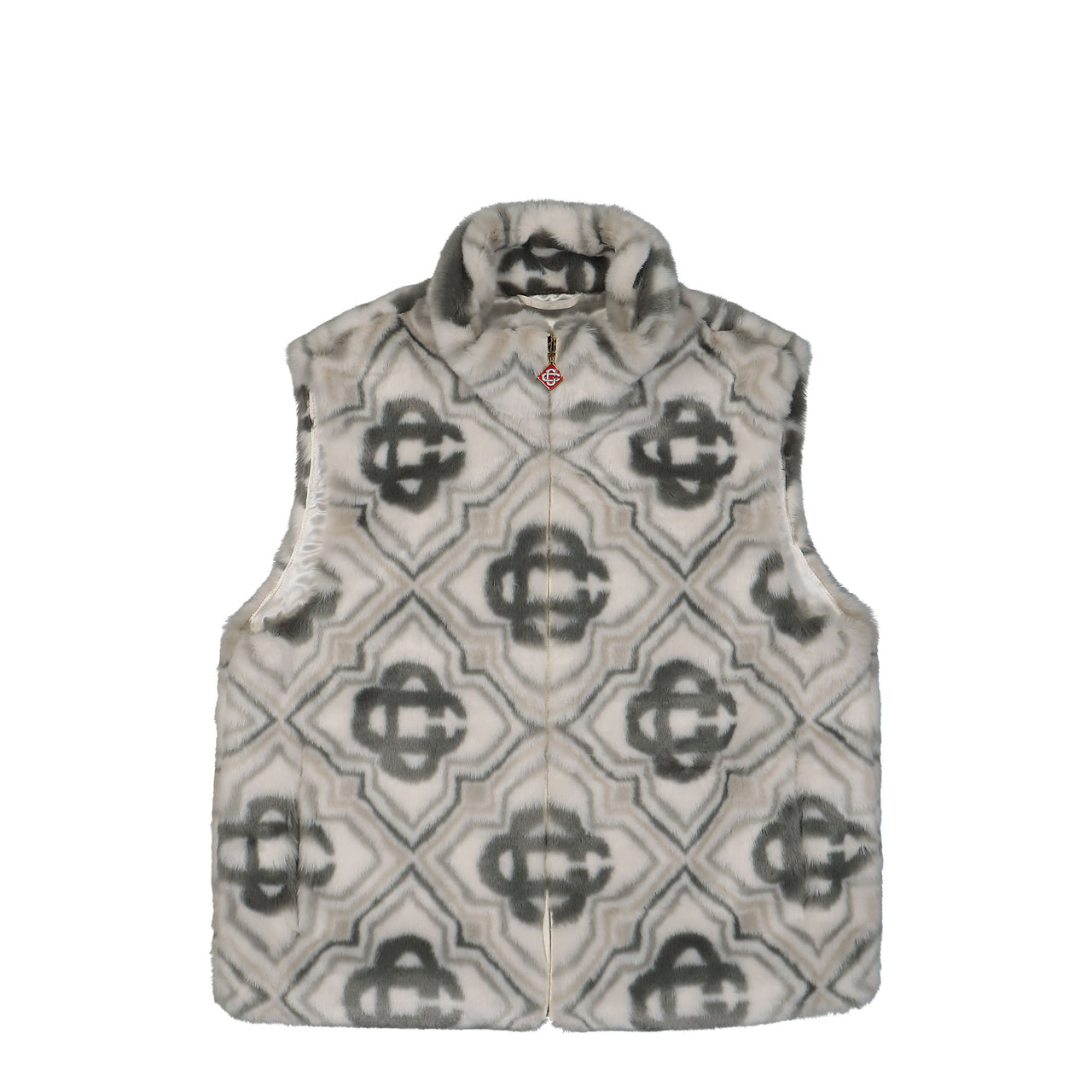 Casablanca Faux Fur Monogram Gilet Grey Detail view 1 | Gate