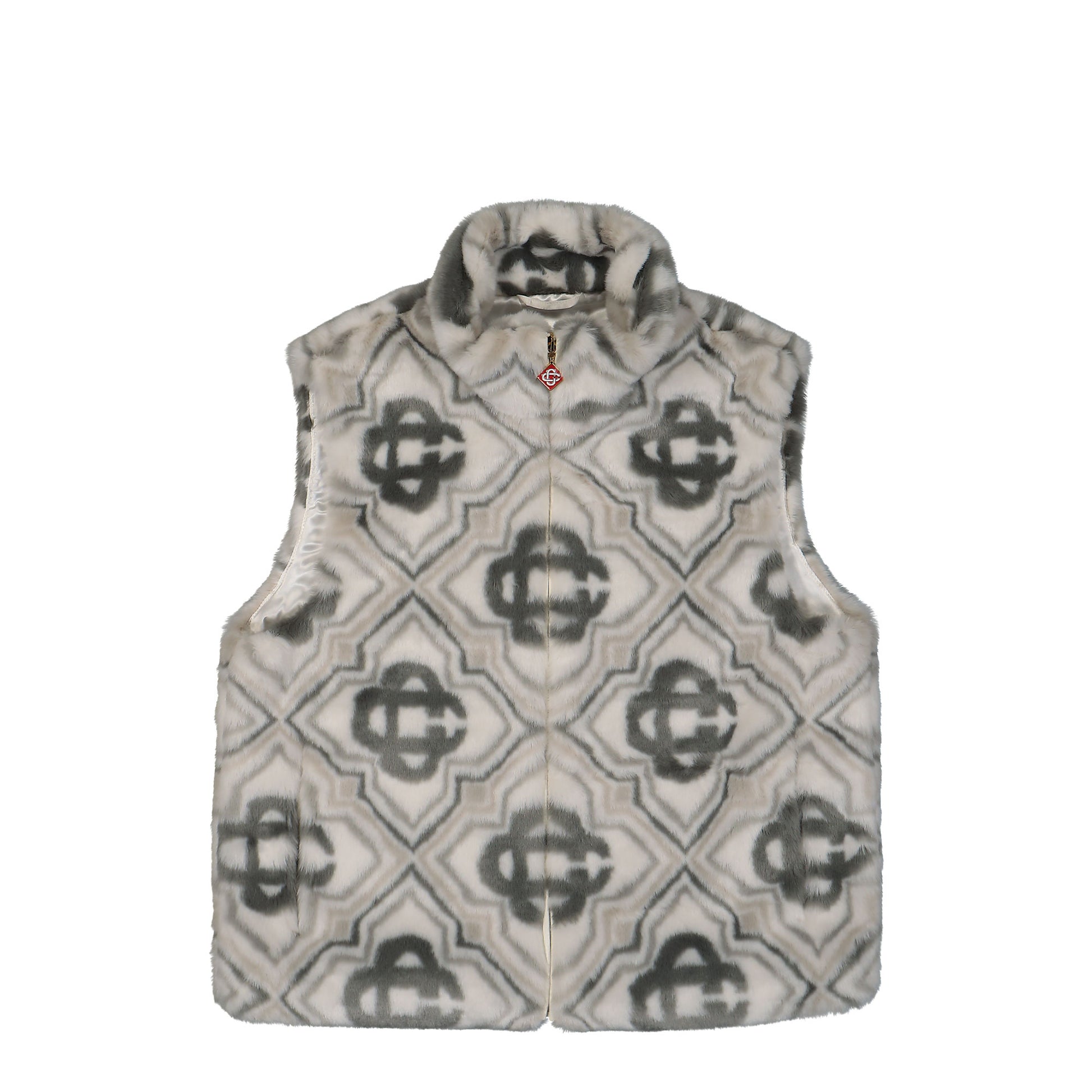 Casablanca Faux Fur Monogram Gilet Grey Detail view 1 | Gate