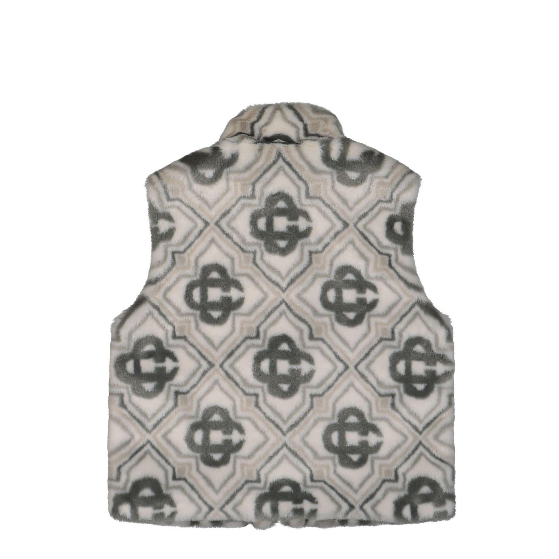 Casablanca Faux Fur Monogram Gilet Grey Detail view 2 | Gate