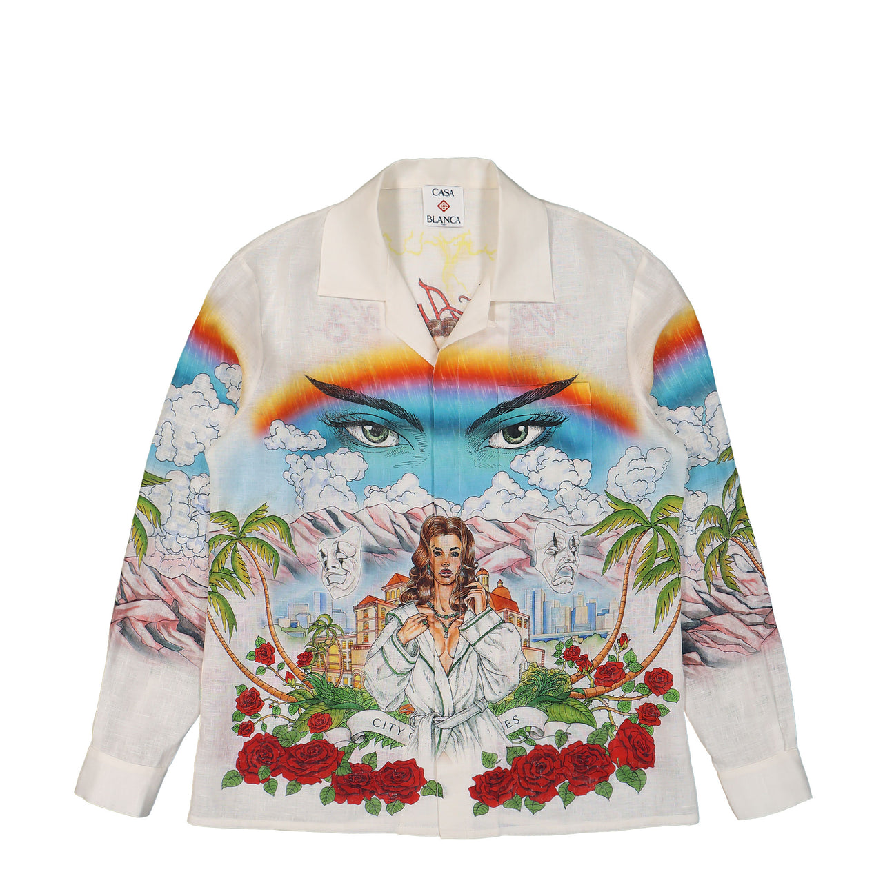 Casablanca Long Sleeve Cuban Collar Shirt Multicolor Detail view 1 | Gate