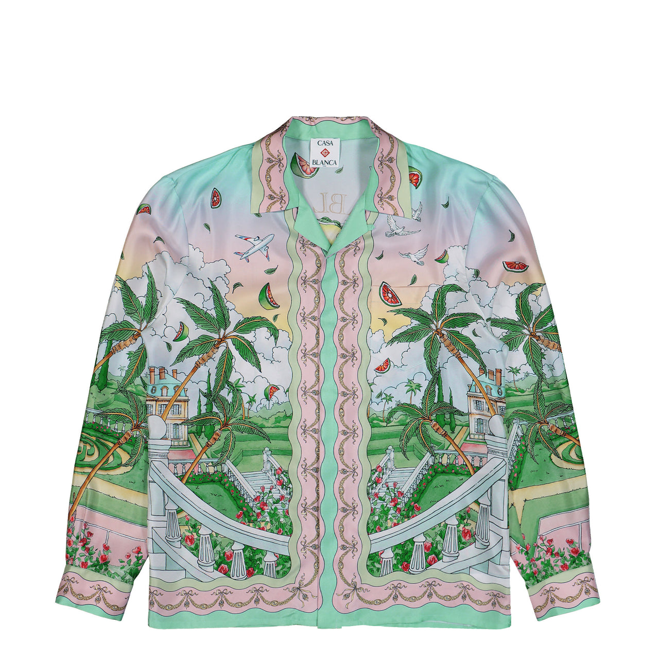 Casablanca Cuban Collar LS Shirt Laduree Shirts U-PF26-SH-006-01-EX-LD Detail View 1 | GATE