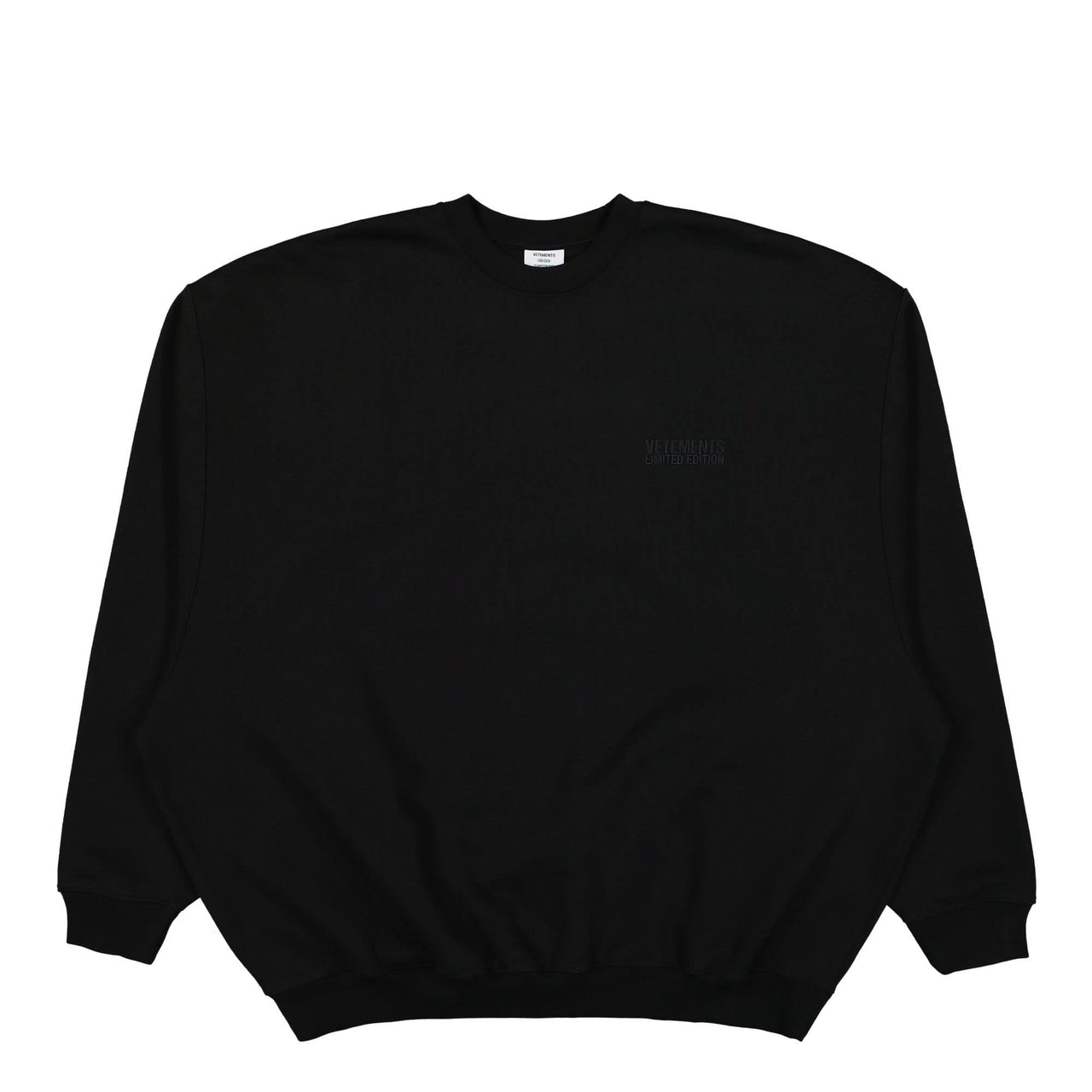 VETEMENTS Embroidered Tonal Logo Sweatshirt Black Detail view 1 | Gate