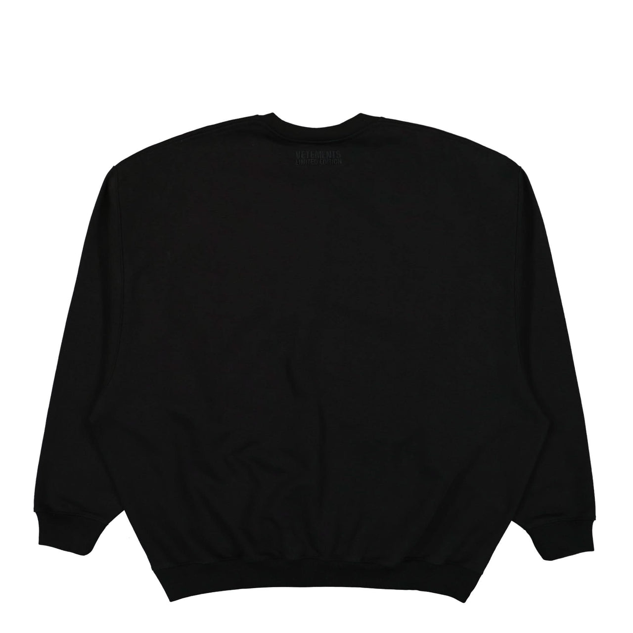 VETEMENTS Embroidered Tonal Logo Sweatshirt Black Detail view 1 | Gate