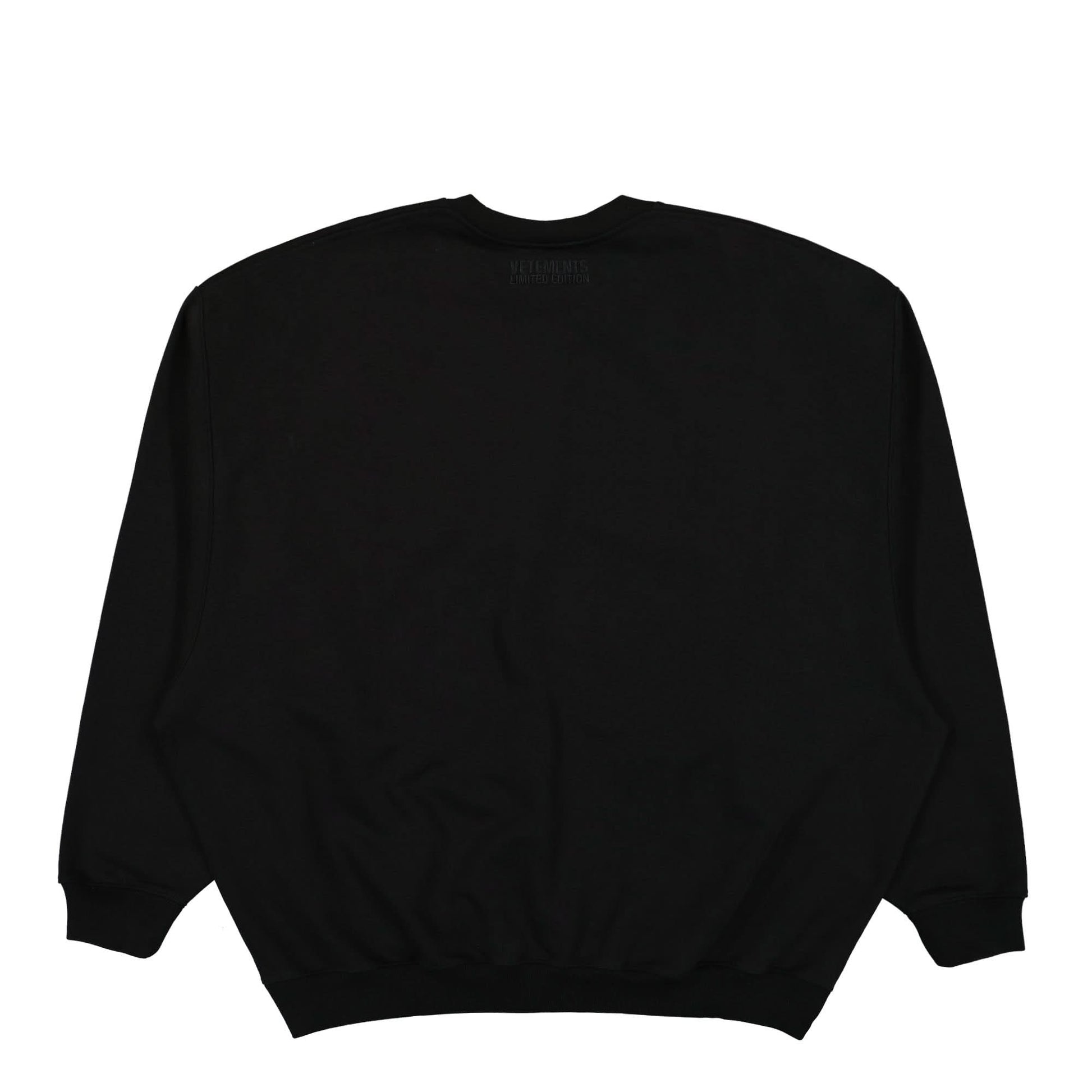 VETEMENTS Embroidered Tonal Logo Sweatshirt Black Detail view 2 | Gate
