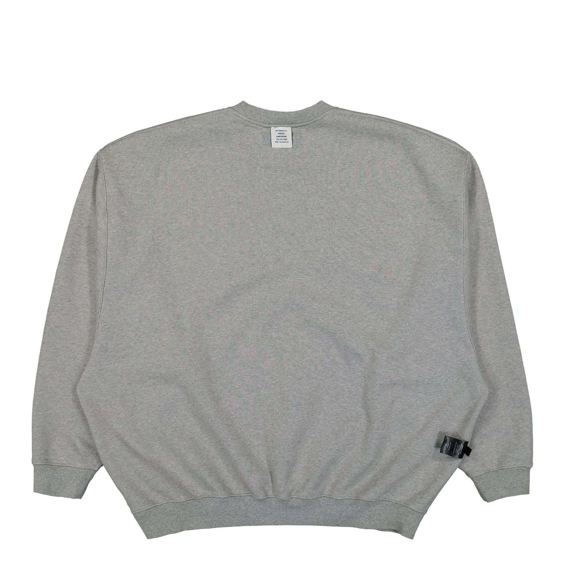 VETEMENTS Inside-Out Label Sweatshirt Grey Detail view 5 | Gate