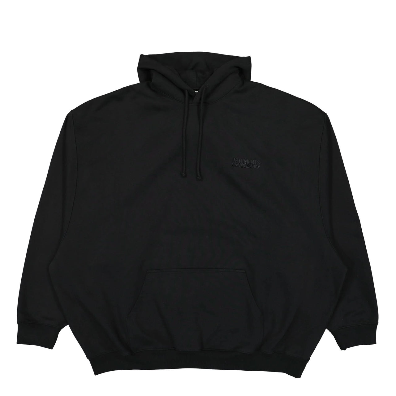 VETEMENTS Embroidered Tonal Logo Hoodie Black Detail view 1 | Gate