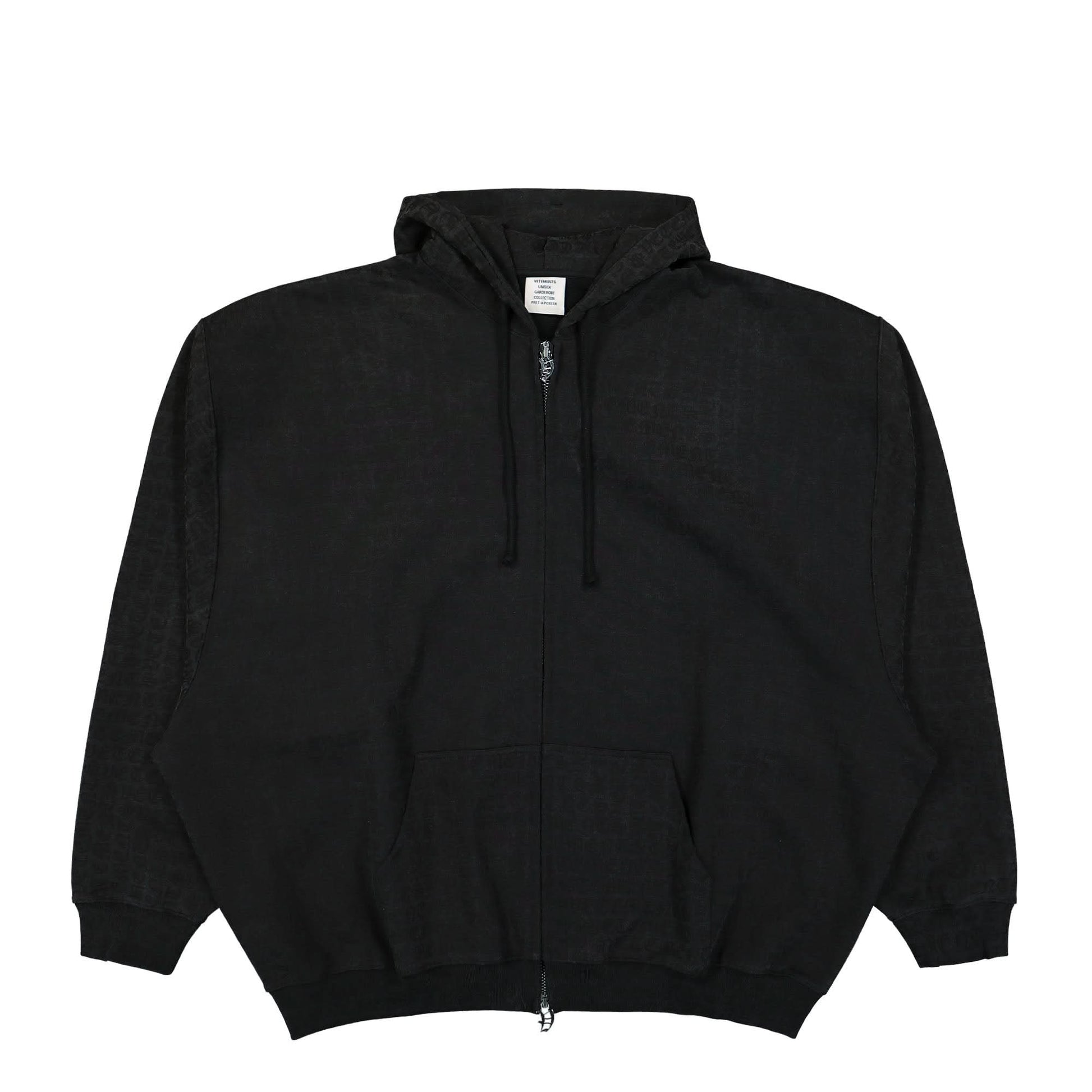 VETEMENTS Gothic Monogram Zip-Hoodie Black Detail view 1 | Gate