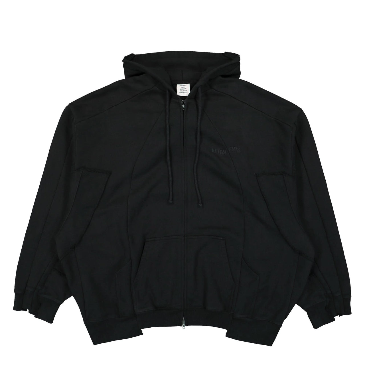 VETEMENTS Blackout Cut-Up Hoodie Black Detail view 1 | Gate
