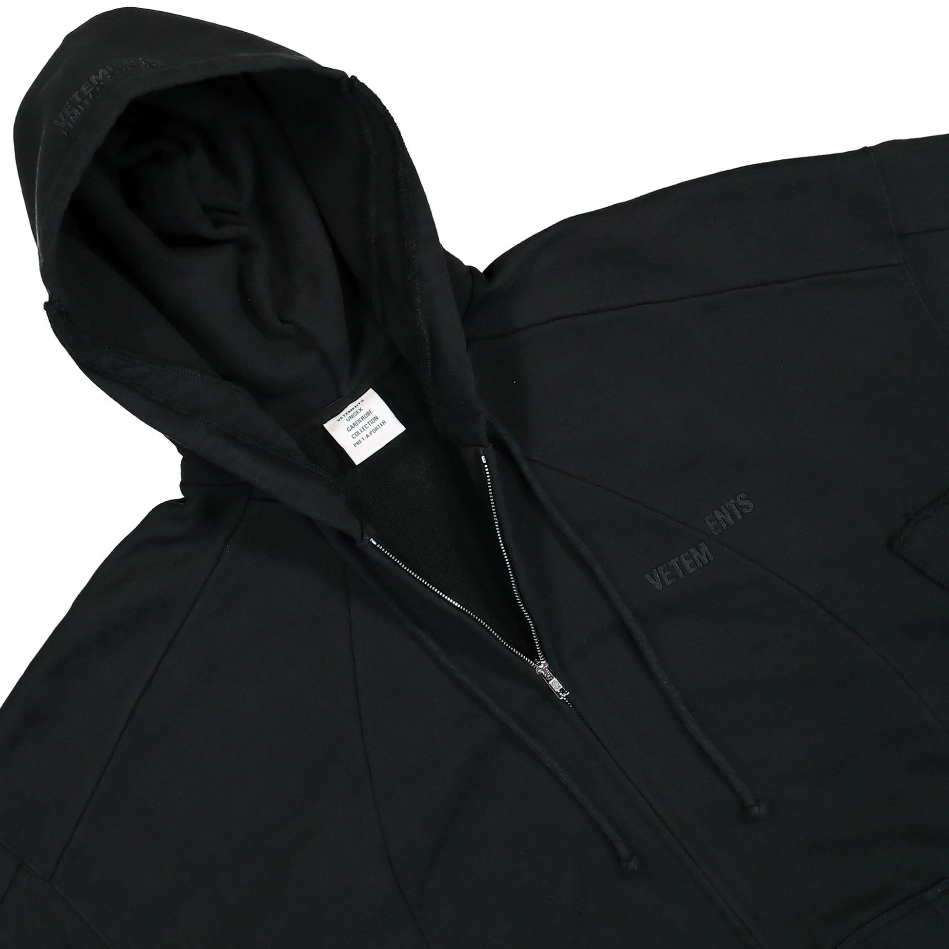 VETEMENTS Blackout Cut-Up Hoodie Black Detail view 3 | Gate