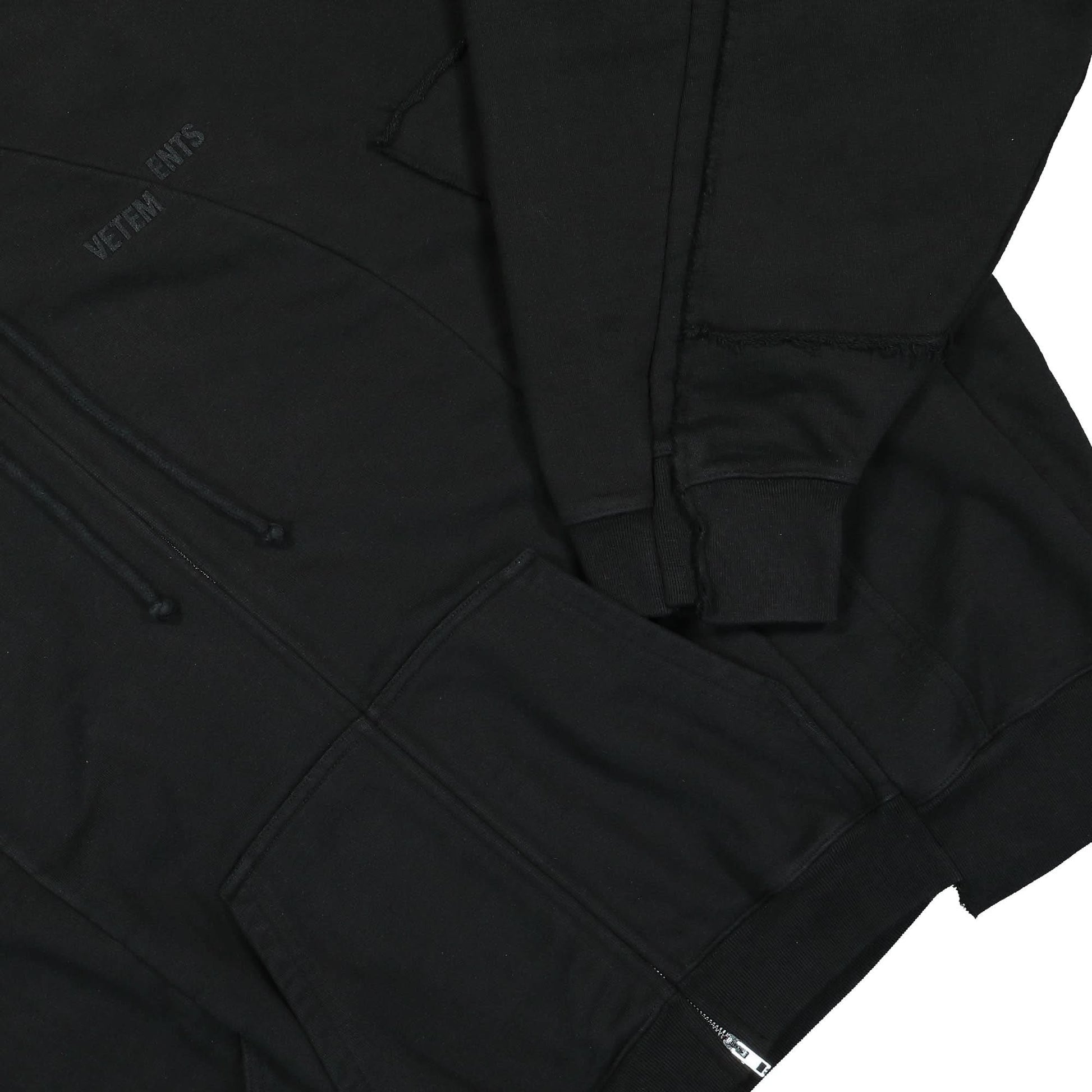 VETEMENTS Blackout Cut-Up Hoodie Black Detail view 4 | Gate