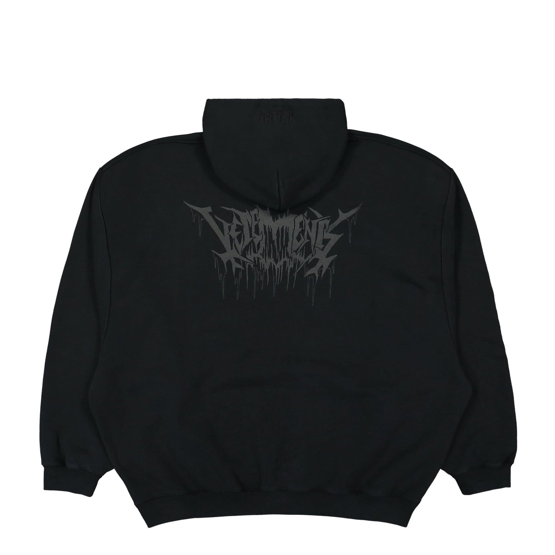 VETEMENTS Black Skull Metal Hoodie Black Detail view 2 | Gate