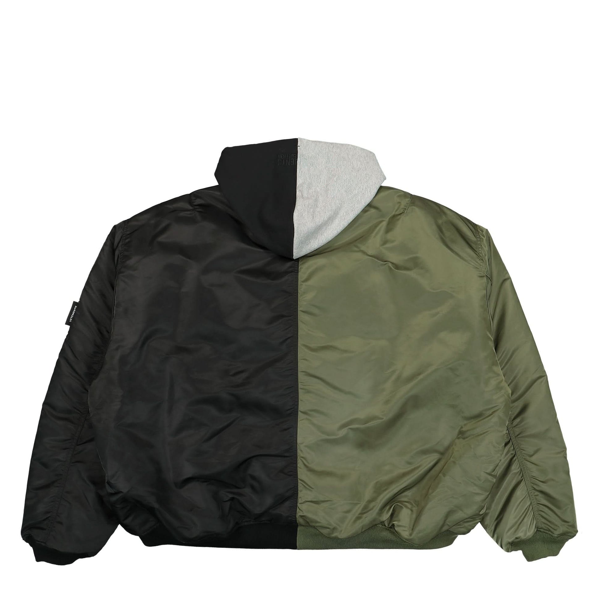 VETEMENTS Split Hooded Bomber Jacket Multicolor Detail view 2 | Gate