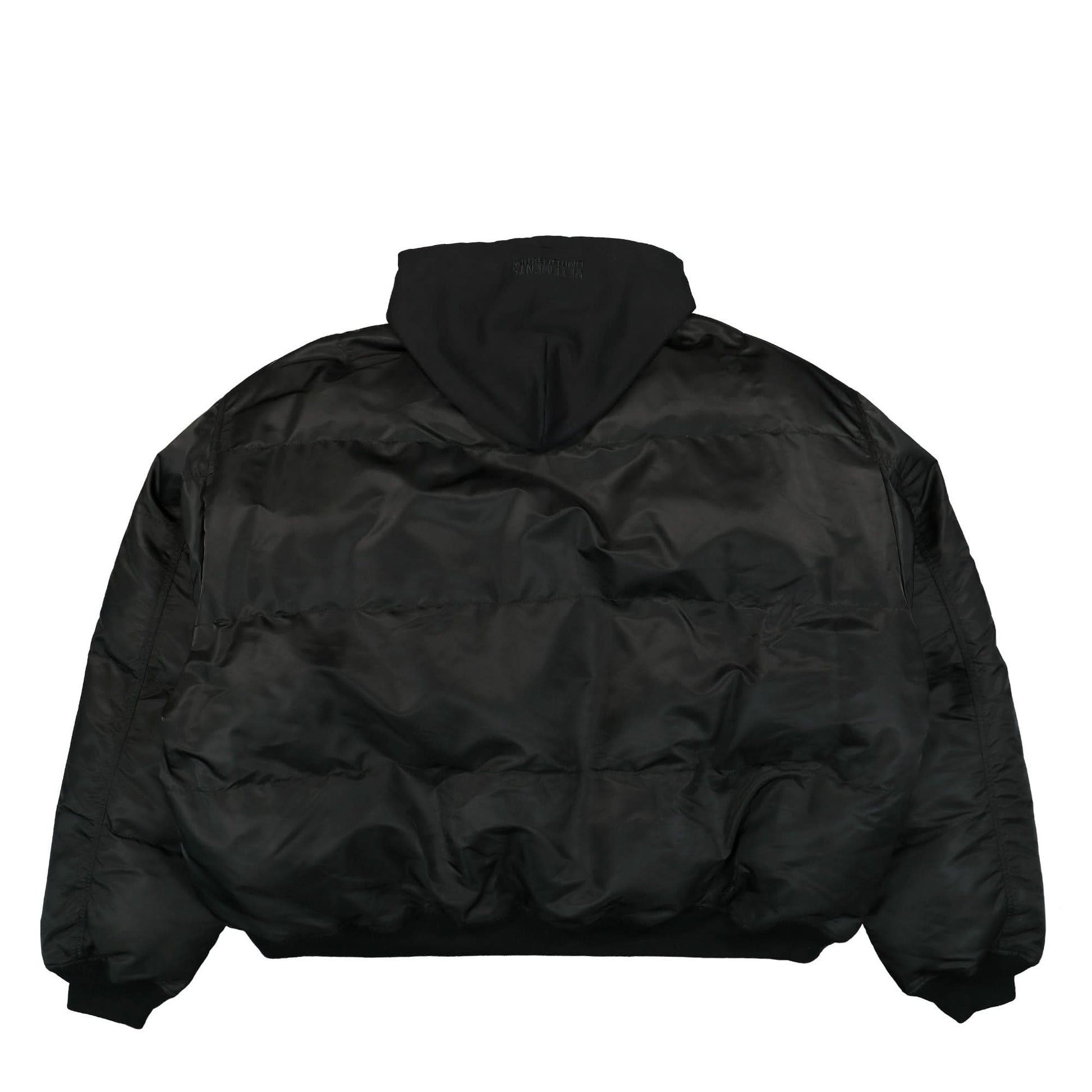 VETEMENTS Quilted Hooded Bomber Jacket Black Detail view 2 | Gate