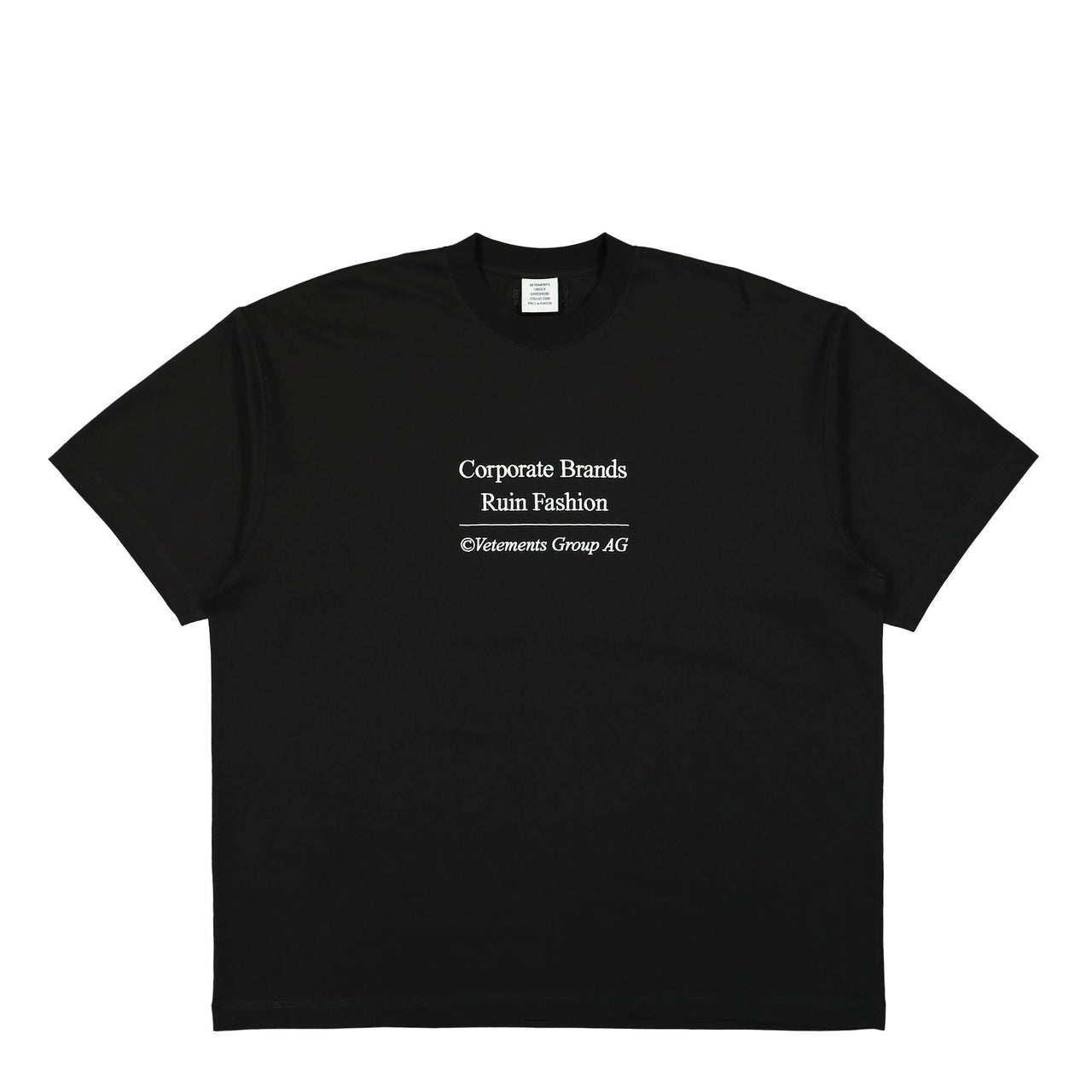 VETEMENTS Corporate Brands T-Shirt Black Detail view 1 | Gate