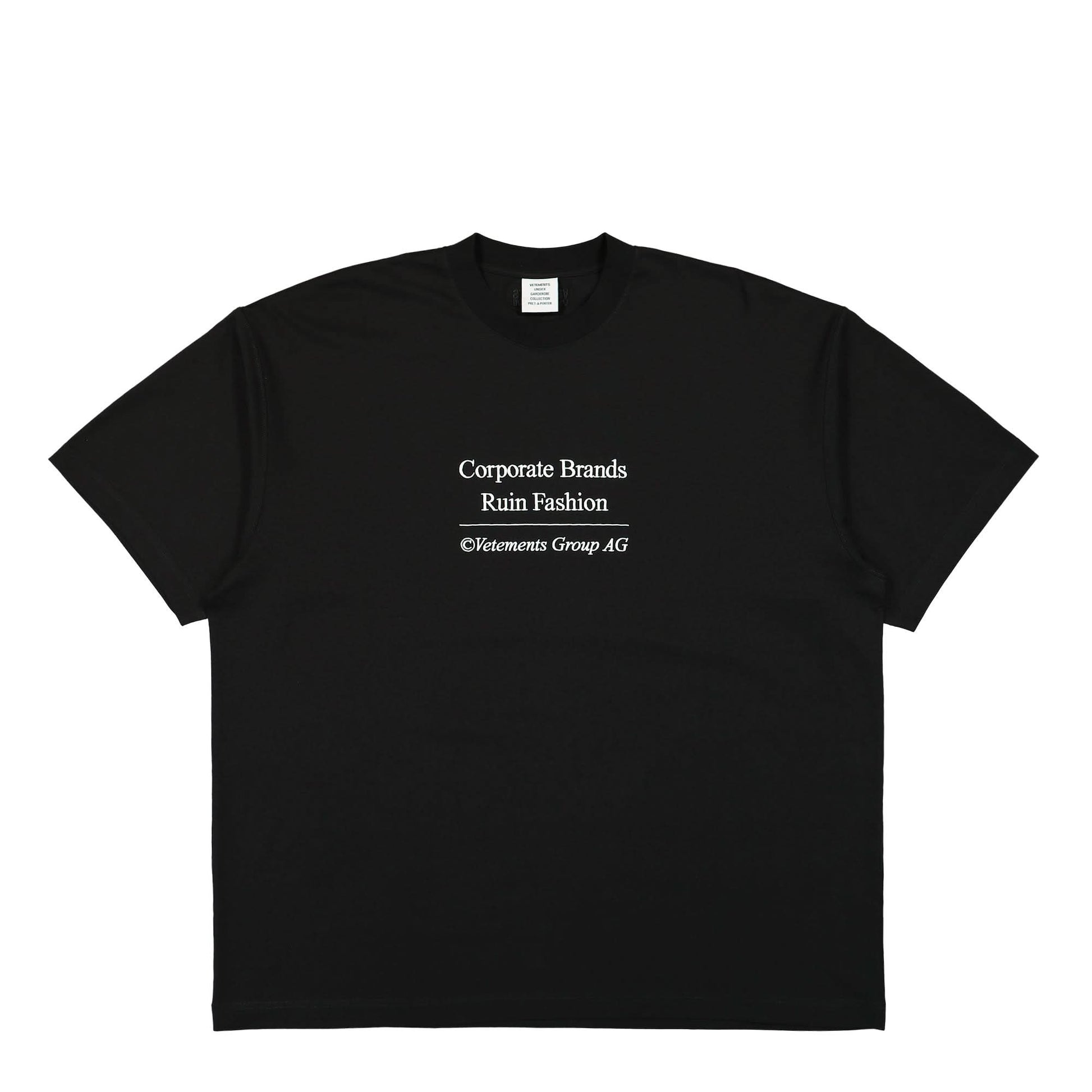 VETEMENTS Corporate Brands T-Shirt Black Detail view 1 | Gate