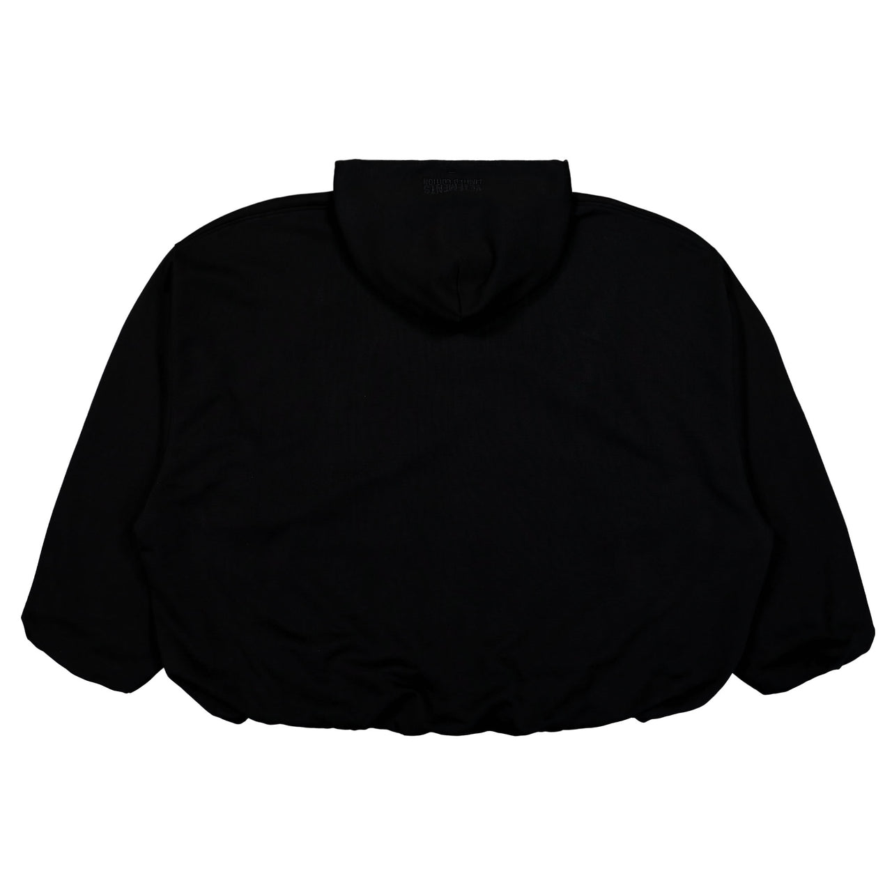 VETEMENTS Oval Logo Cropped Boxy Hoodie Black Detail view 1 | Gate
