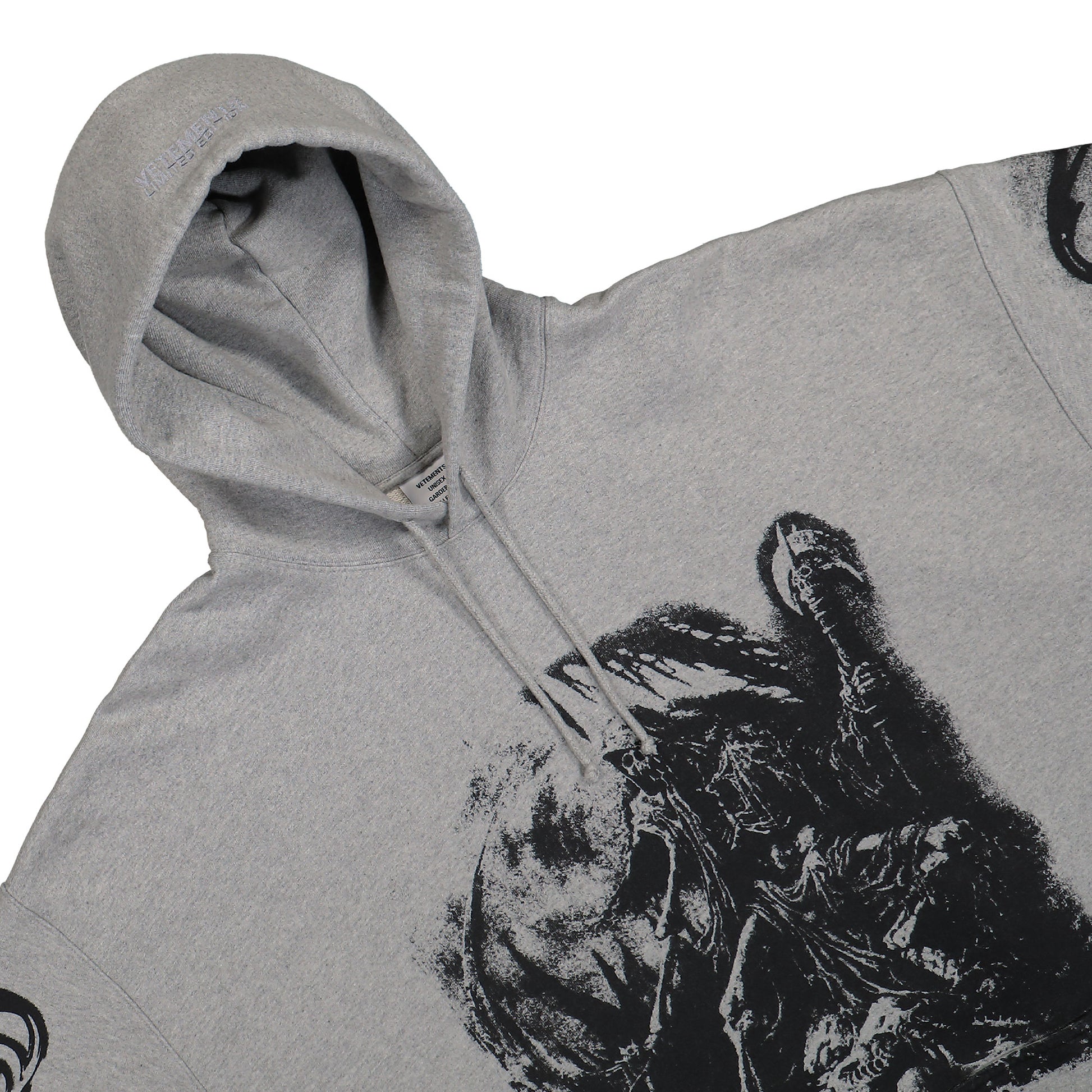 VETEMENTS Goth Oversized Hoodie Grey Detail view 3 | Gate