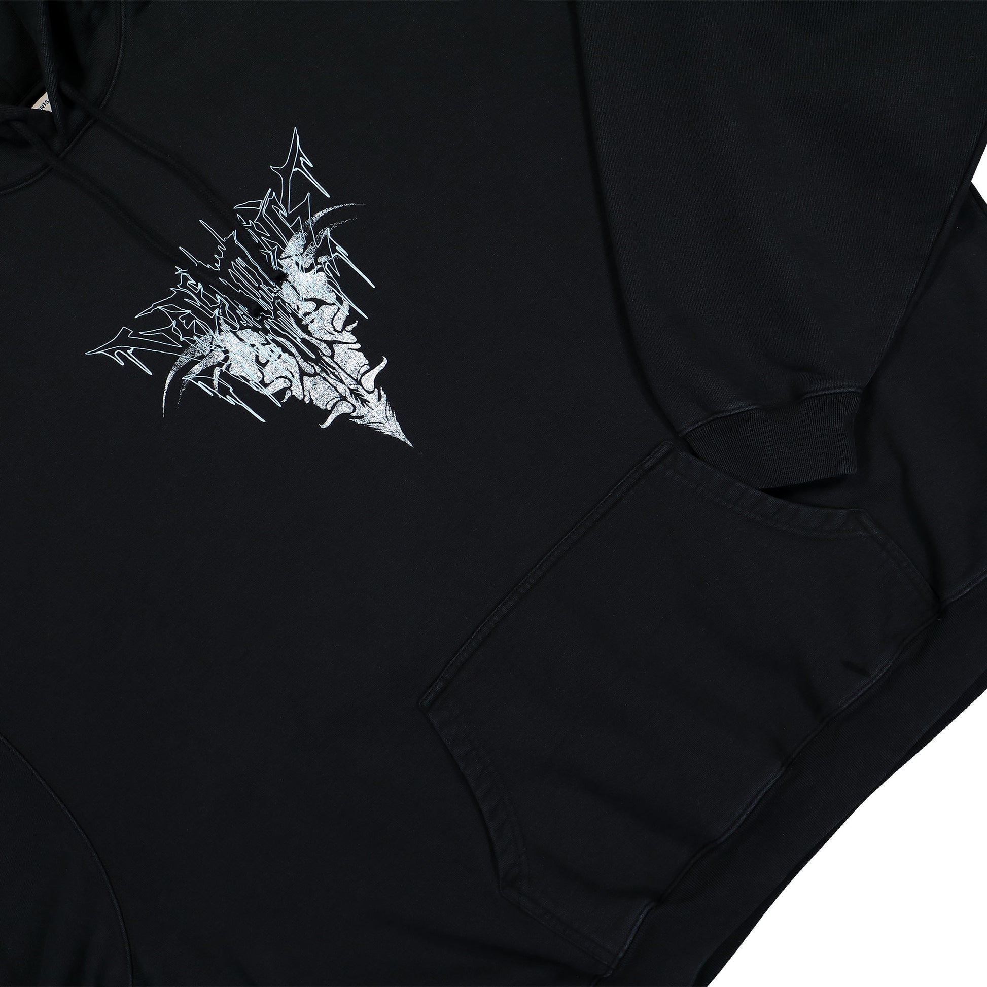 VETEMENTS Bone V Oversized Hoodie Black Detail view 4 | Gate