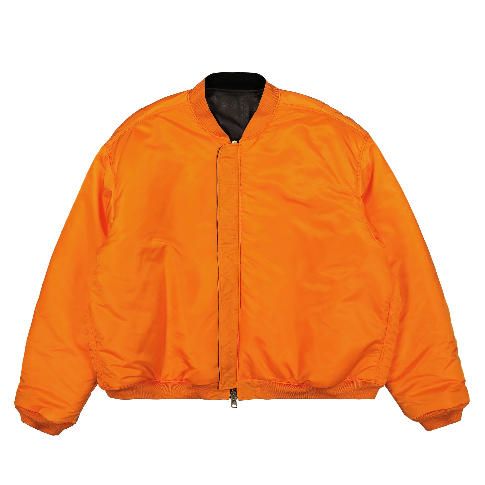 VETEMENTS Oversized Leather Bomber Jacket Black Detail view 6 | Gate