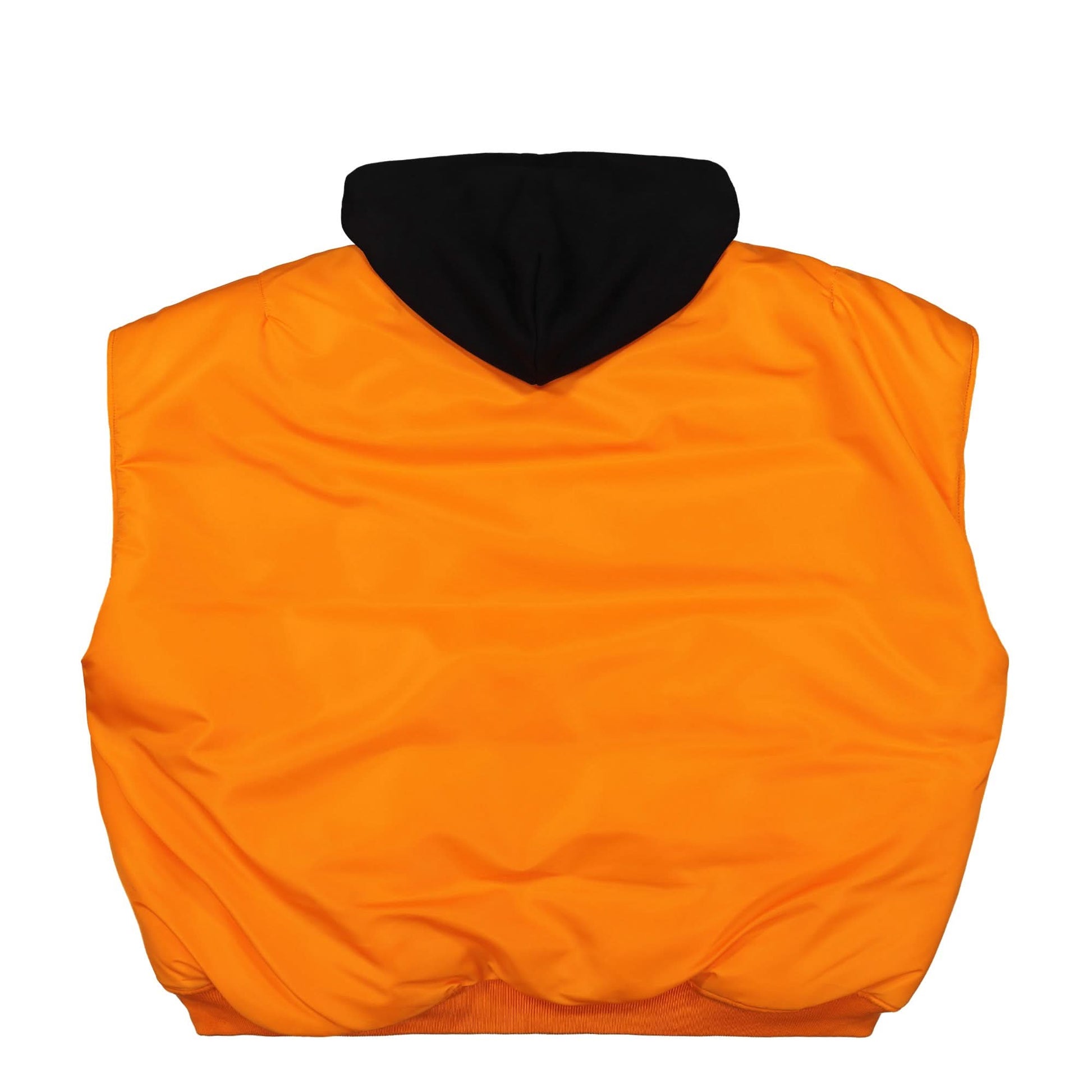 VETEMENTS Logo Bomber Reversible Vest with a Hood Black Detail view 8 | Gate