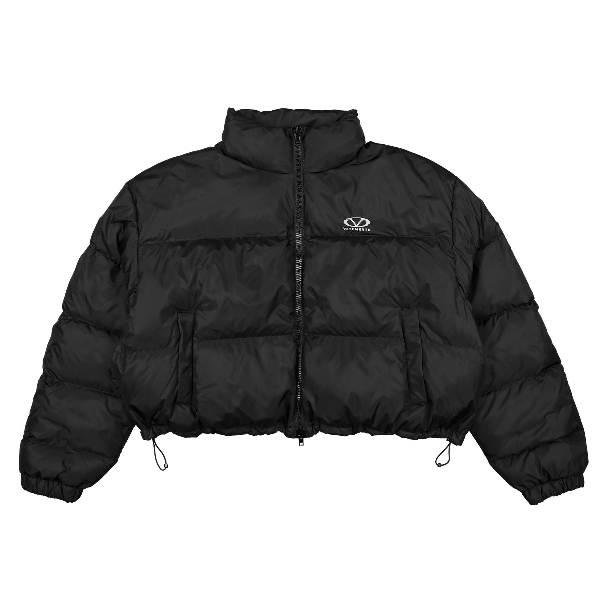 VETEMENTS Logo Puffer Jacket Black Detail view 1 | Gate