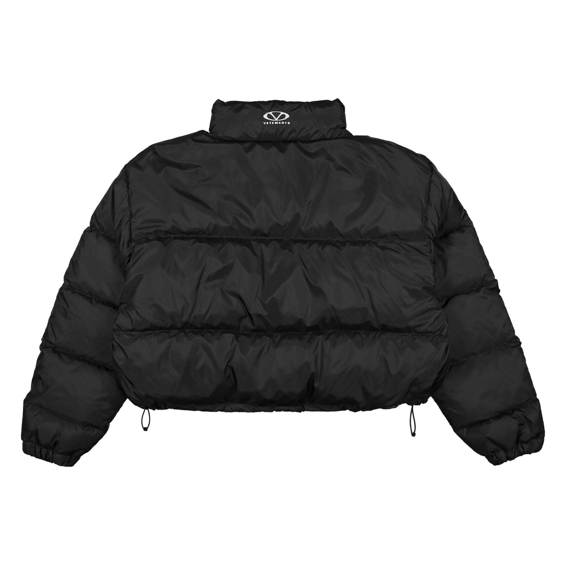VETEMENTS Logo Puffer Jacket Black Detail view 2 | Gate