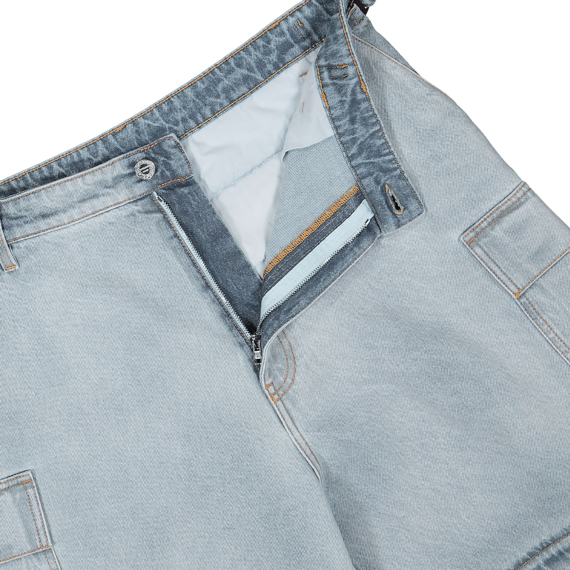 VETEMENTS Deconstructed Triple Cargo Pants Blue Detail view 4 | Gate