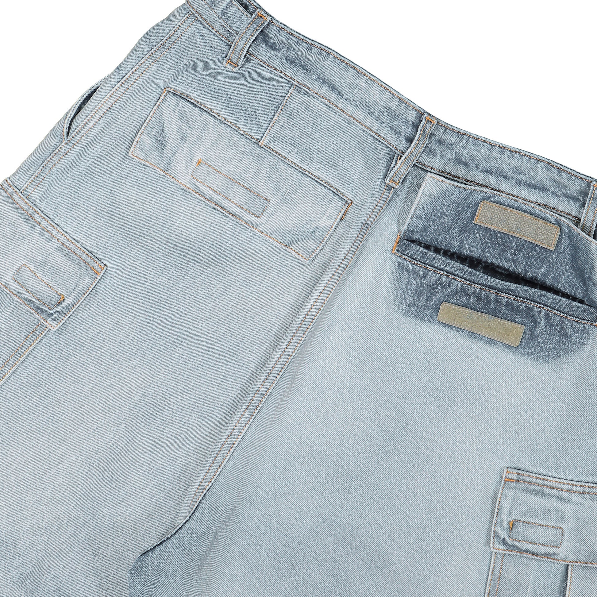 VETEMENTS Deconstructed Triple Cargo Pants Blue Detail view 5 | Gate