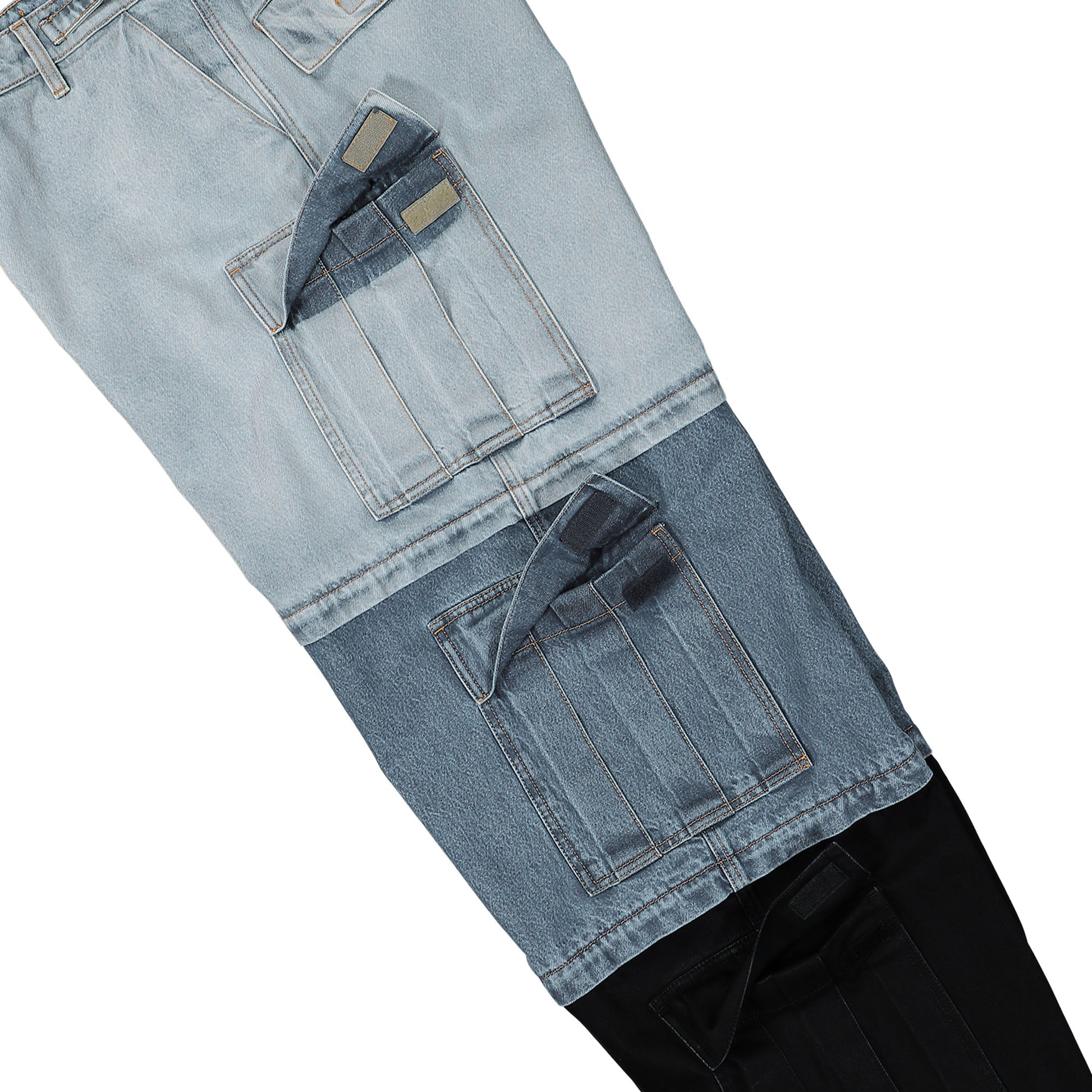 VETEMENTS Deconstructed Triple Cargo Pants Blue Detail view 6 | Gate
