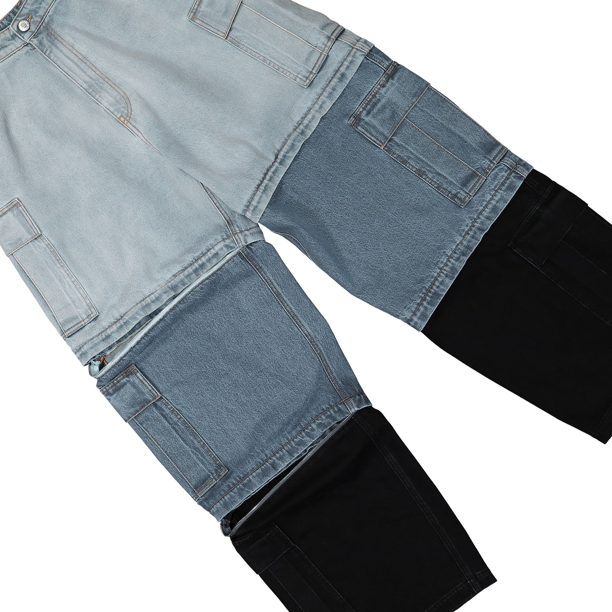 VETEMENTS Deconstructed Triple Cargo Pants Blue Detail view 7 | Gate