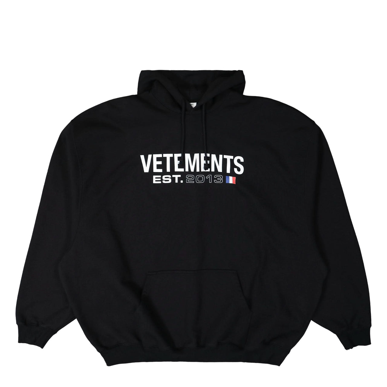 VETEMENTS Flag Logo Hoodie Black Detail view 1 | Gate